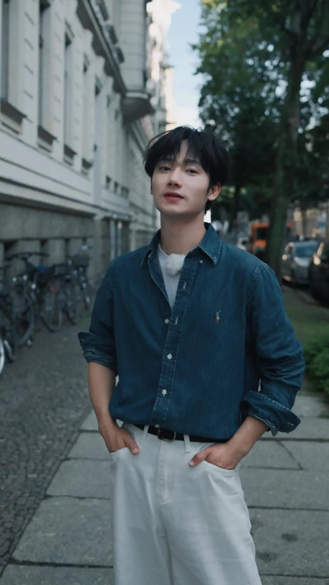 Embroidered Logo Washed Denim Shirt D17523701 — view 16