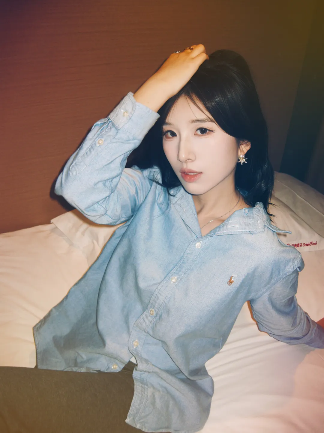 Embroidered Logo Washed Denim Shirt D17523701 — view 28
