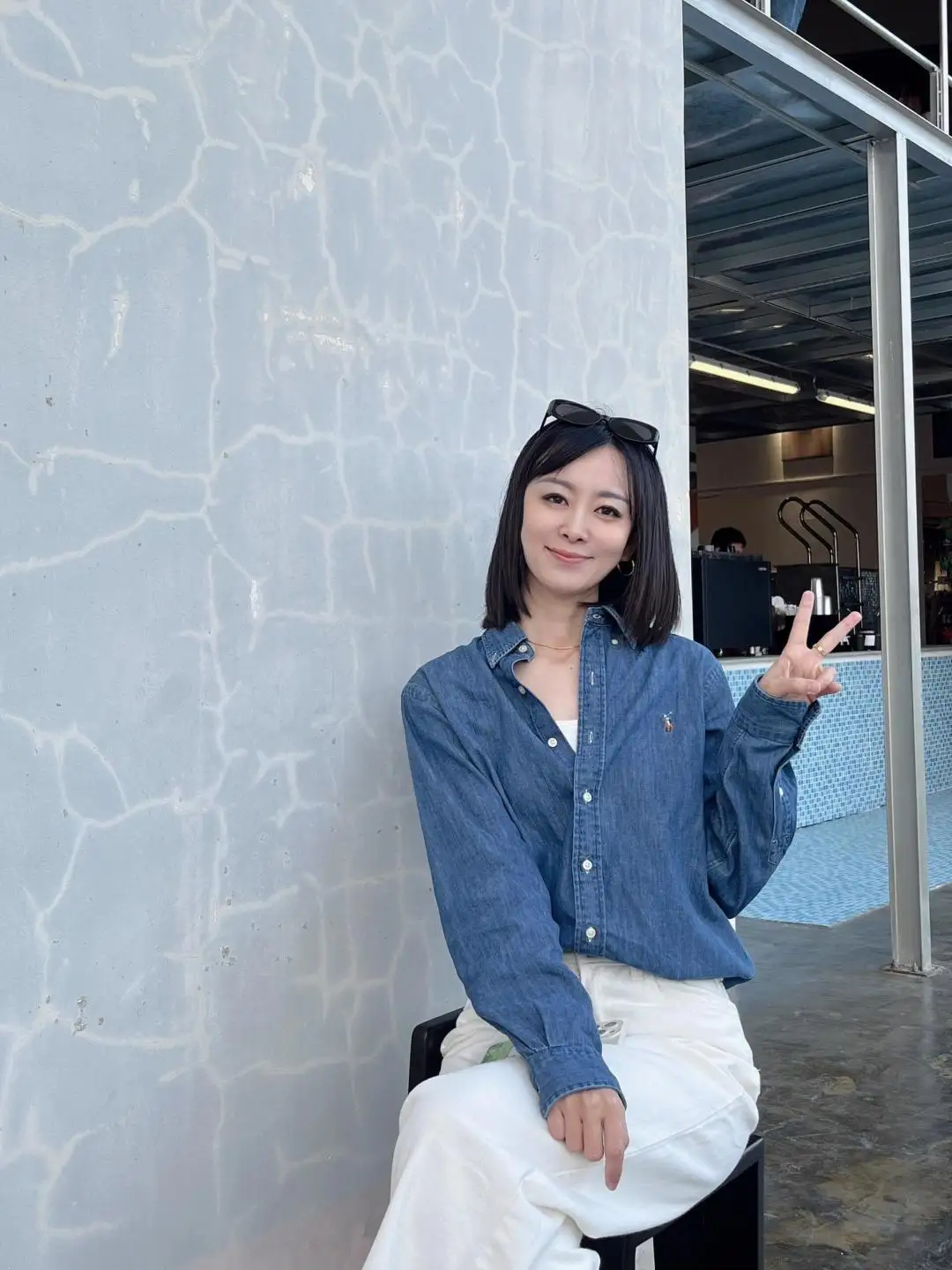 Embroidered Logo Washed Denim Shirt D17523701 — view 37