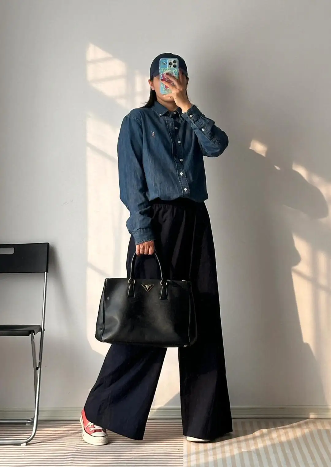 Embroidered Logo Washed Denim Shirt D17523701 — view 41