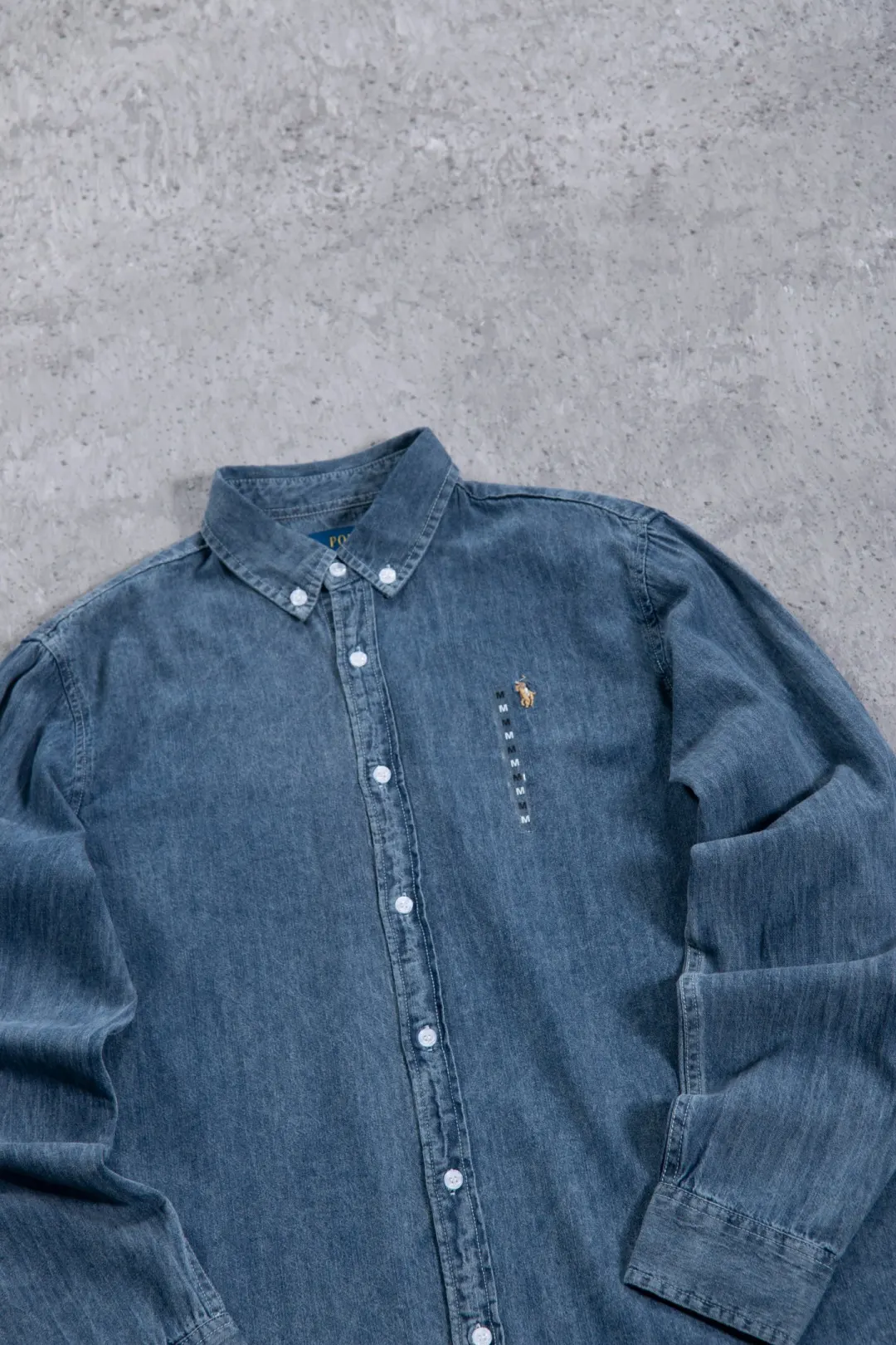 Embroidered Logo Washed Denim Shirt D17523701 — view 65