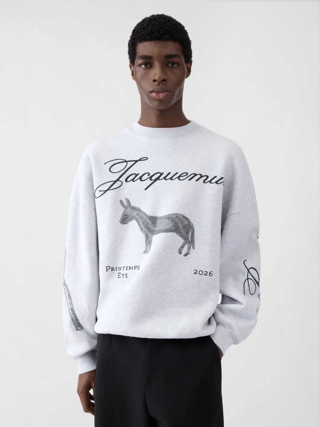 Donkey Sketch Print Crew-Neck Sweatshirt D15023709 — view 31