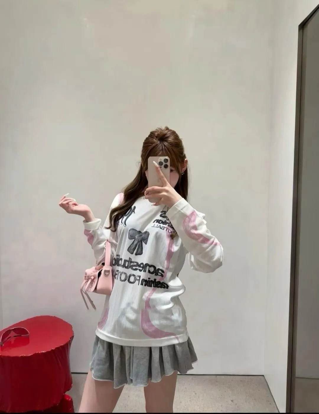 Bow Graphic Jacquard Football Jersey D15023707 — view 61