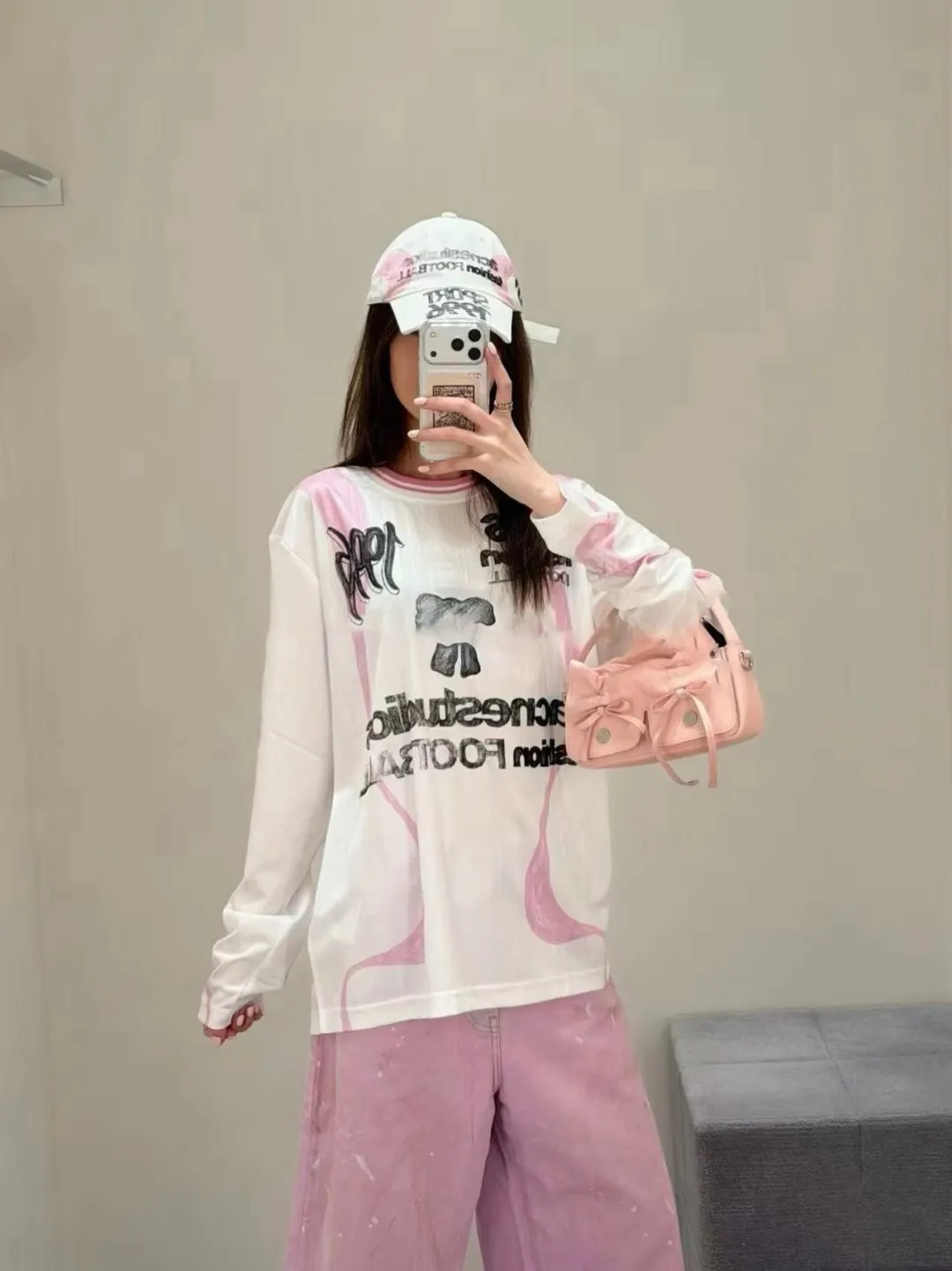 Bow Graphic Jacquard Football Jersey D15023707 — view 62