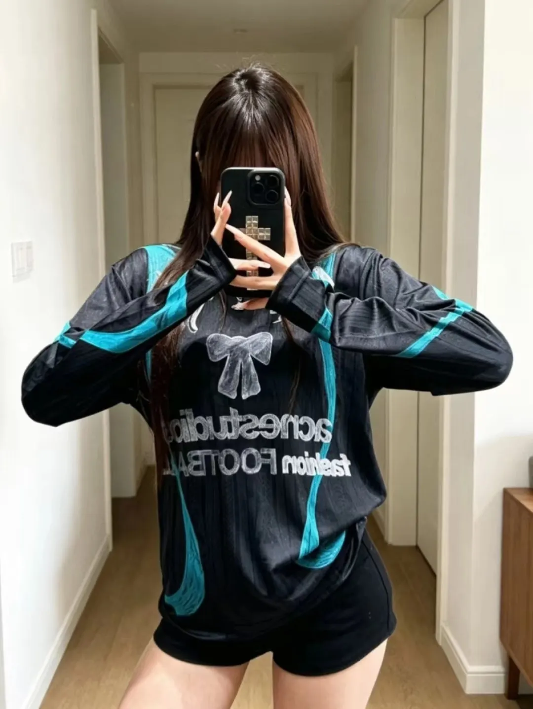 Bow Graphic Jacquard Football Jersey D15023707 — view 71