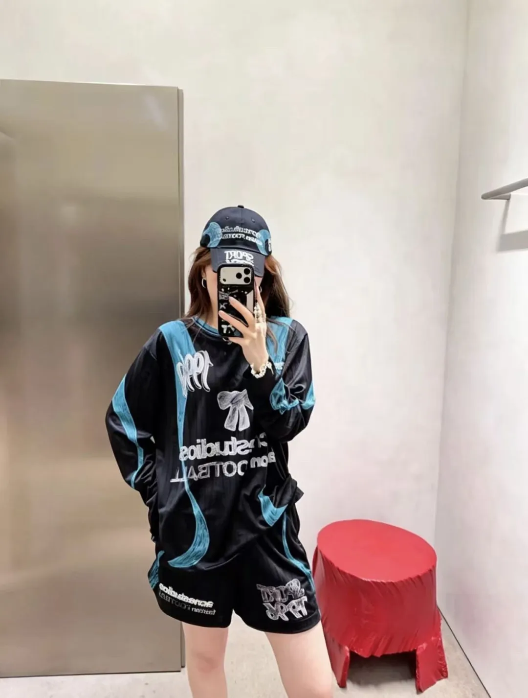 Bow Graphic Jacquard Football Jersey D15023707 — view 74