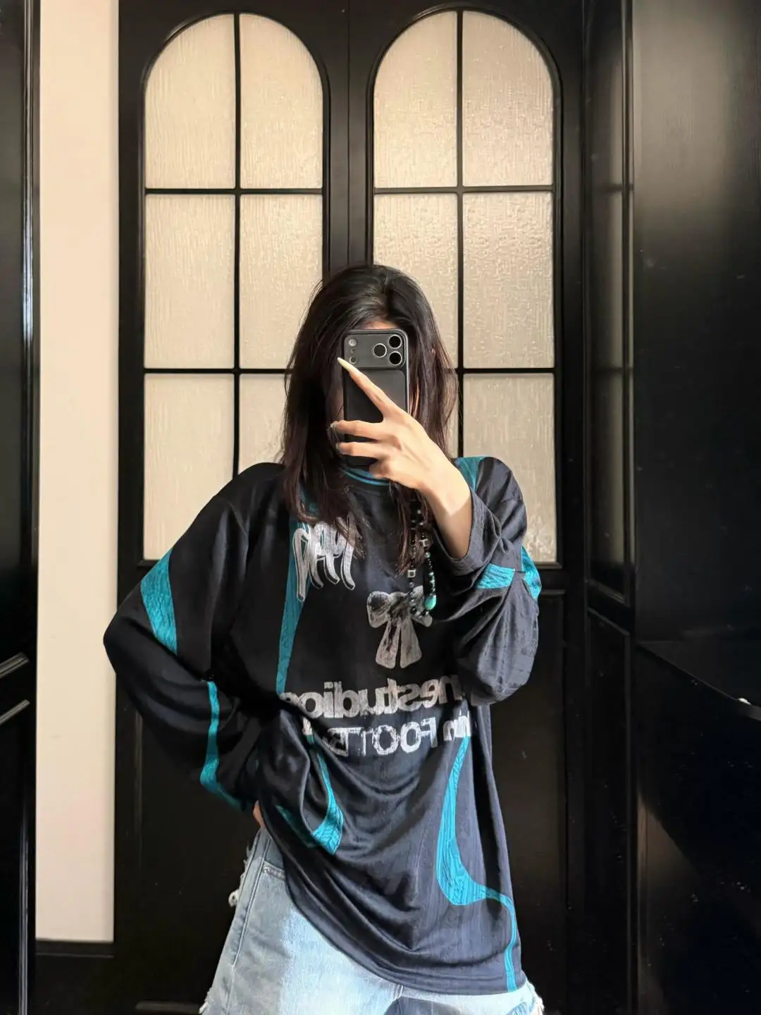 Bow Graphic Jacquard Football Jersey D15023707 — view 91