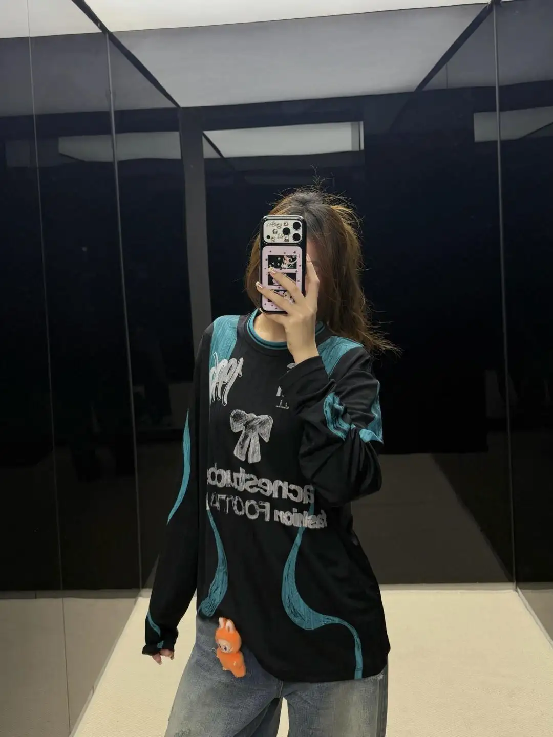 Bow Graphic Jacquard Football Jersey D15023707 — view 92
