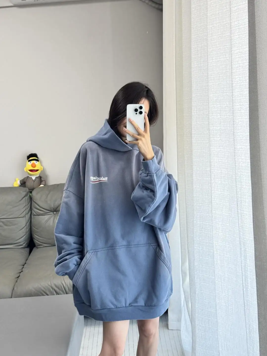 Logo-Print Washed Cotton Hoodie D19523702 — view 18