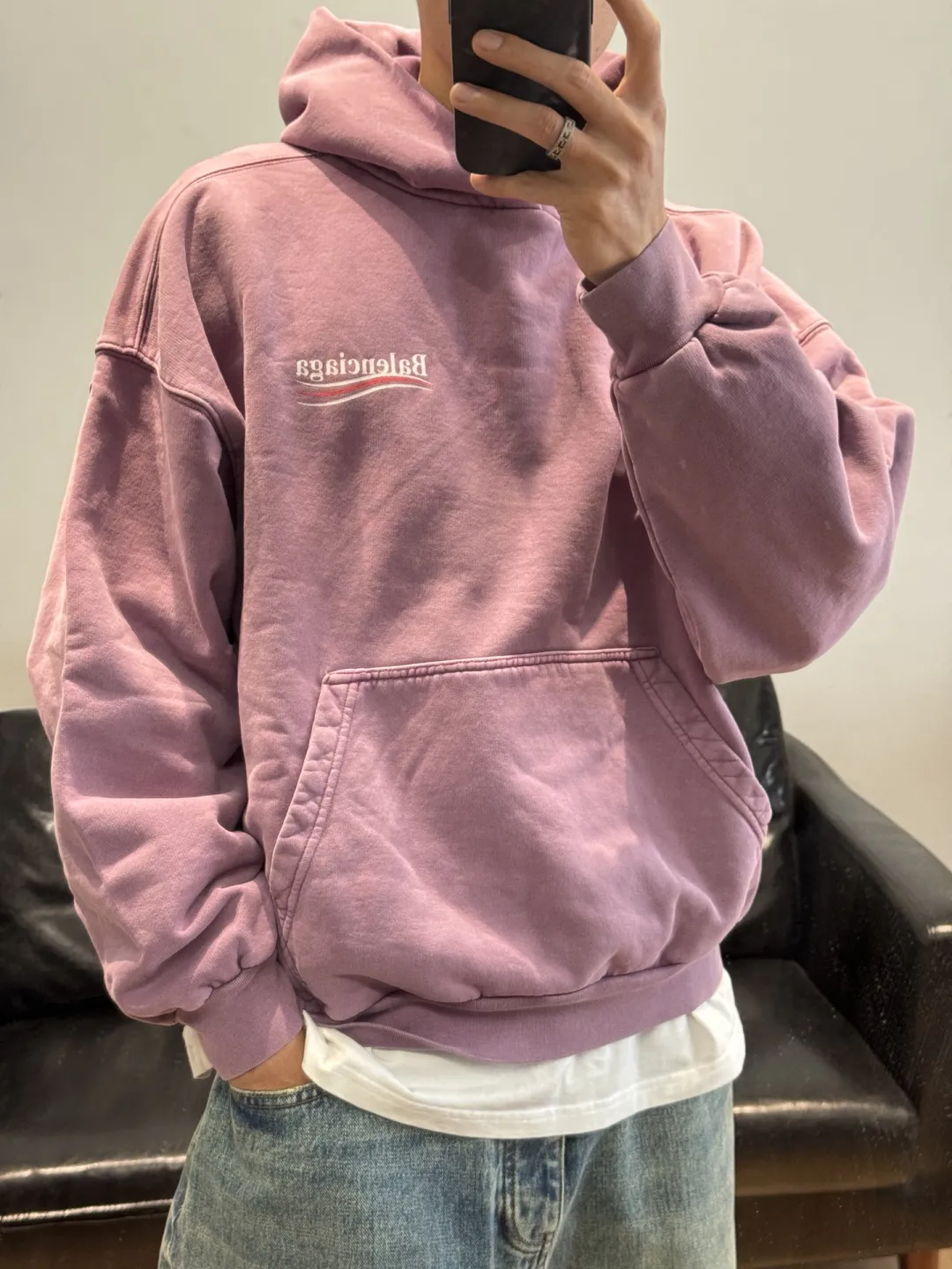 Logo-Print Washed Cotton Hoodie D19523702 — view 32