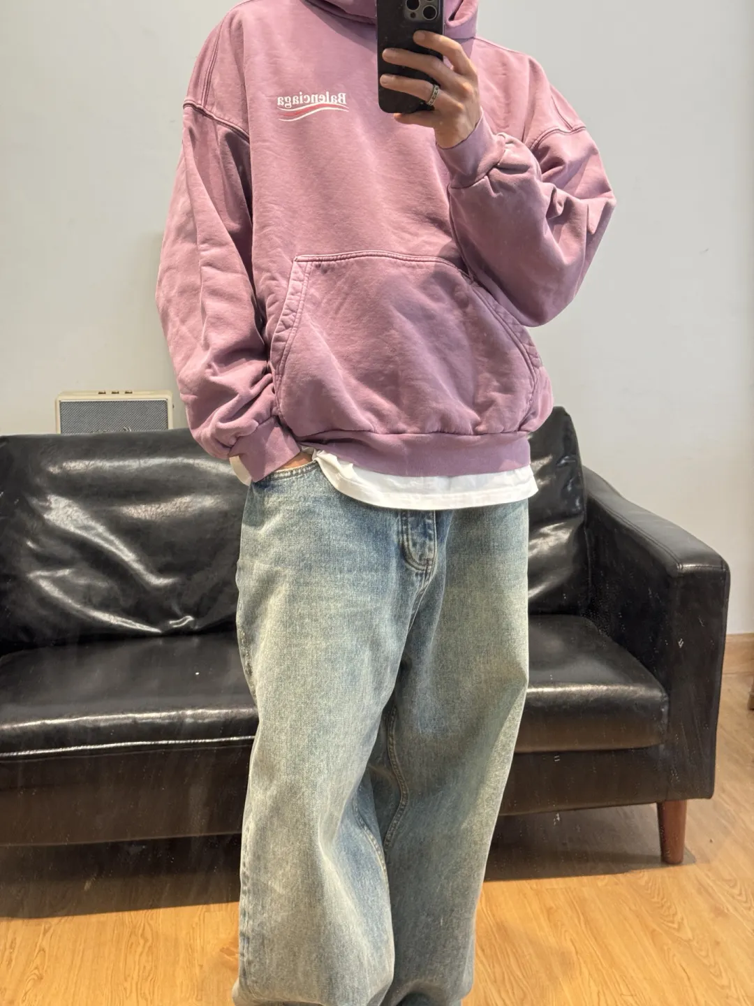 Logo-Print Washed Cotton Hoodie D19523702 — view 34