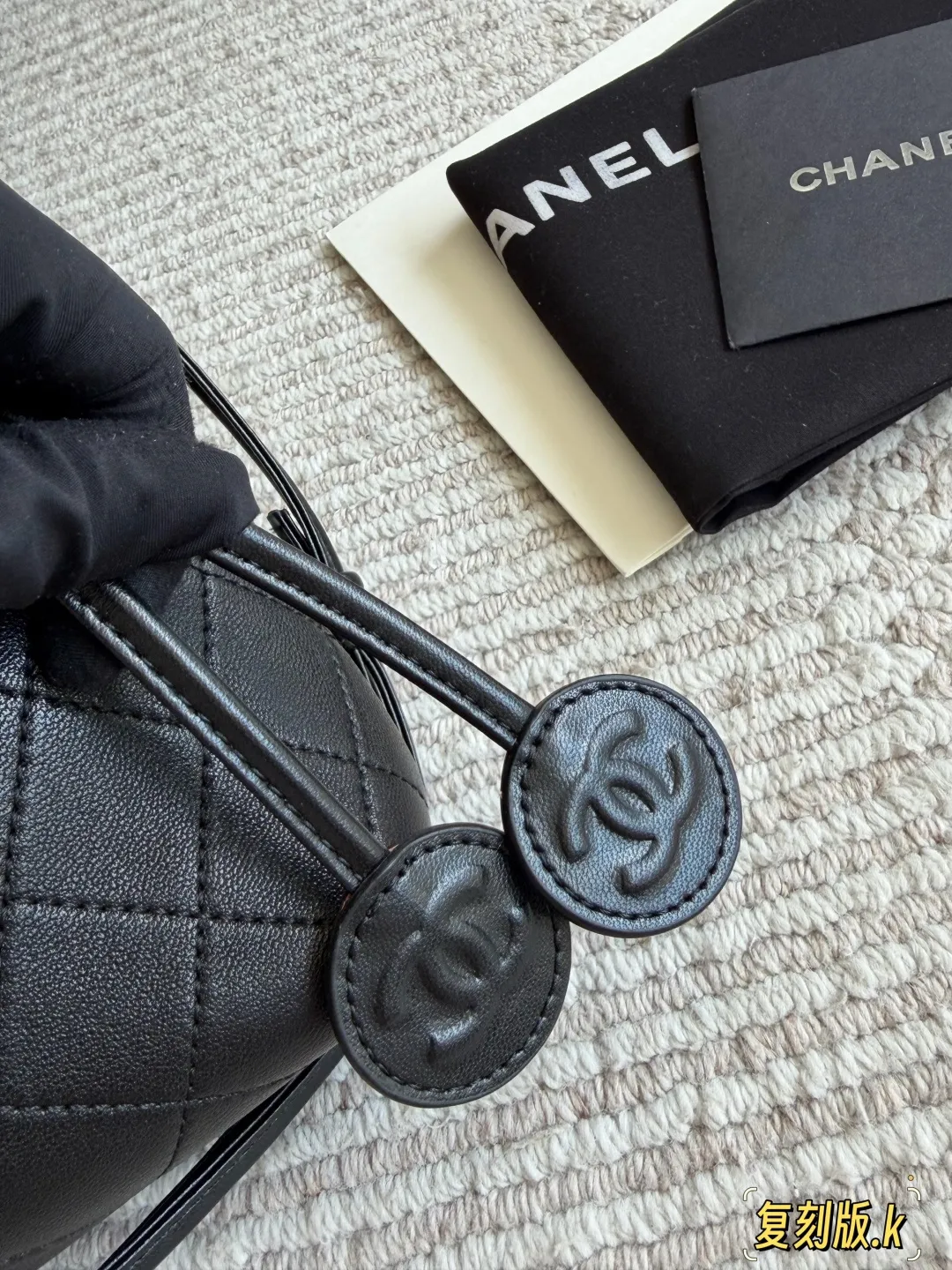 Chanel 26S Quilted Lambskin Drawstring Bucket Bag D34018085 — view 8