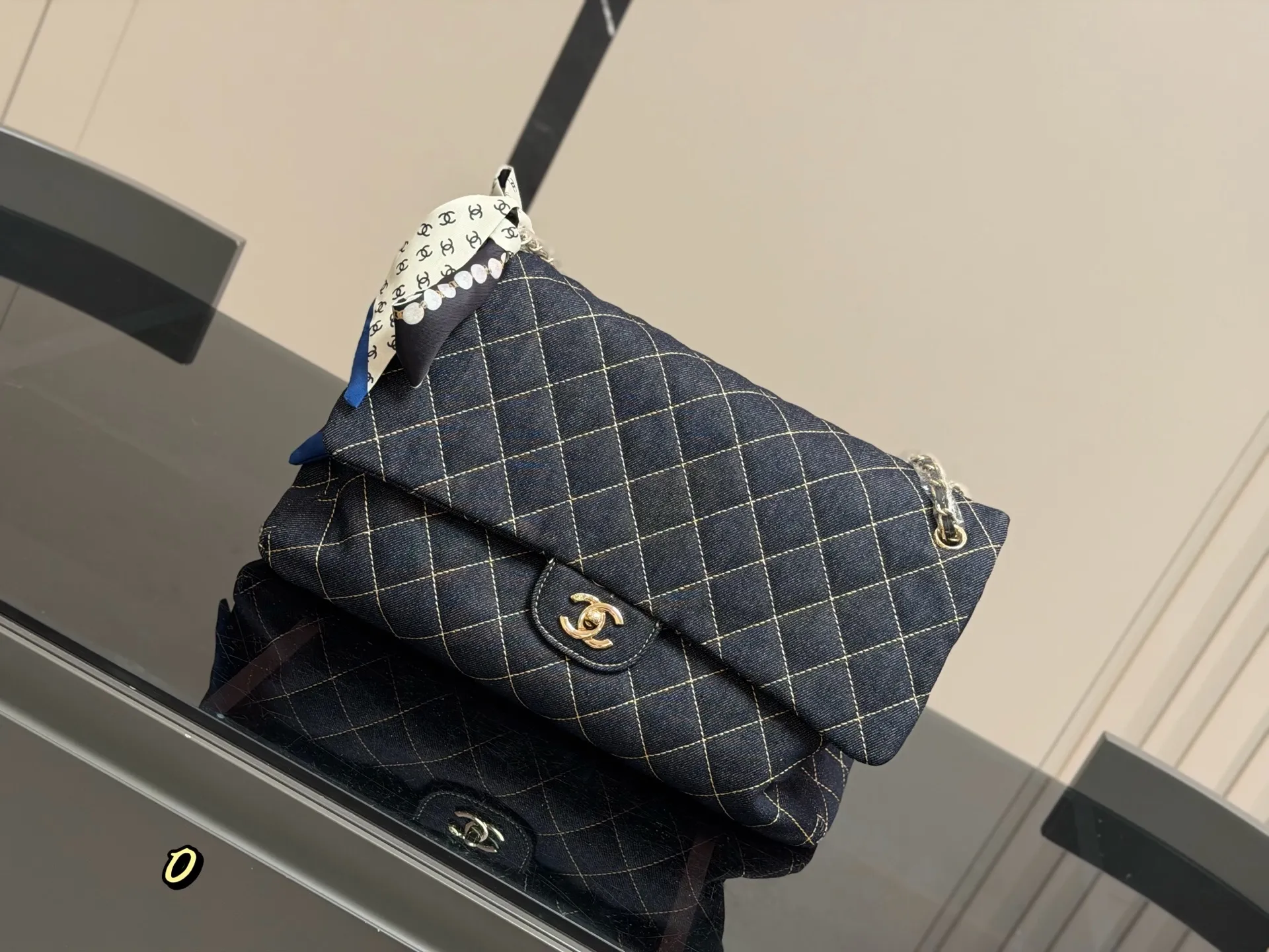 Chanel Quilted Denim Flap Bag D34517913 — view 2