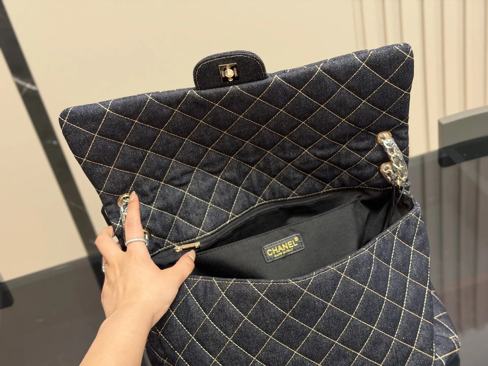 Chanel Quilted Denim Flap Bag D34517913 — view 4