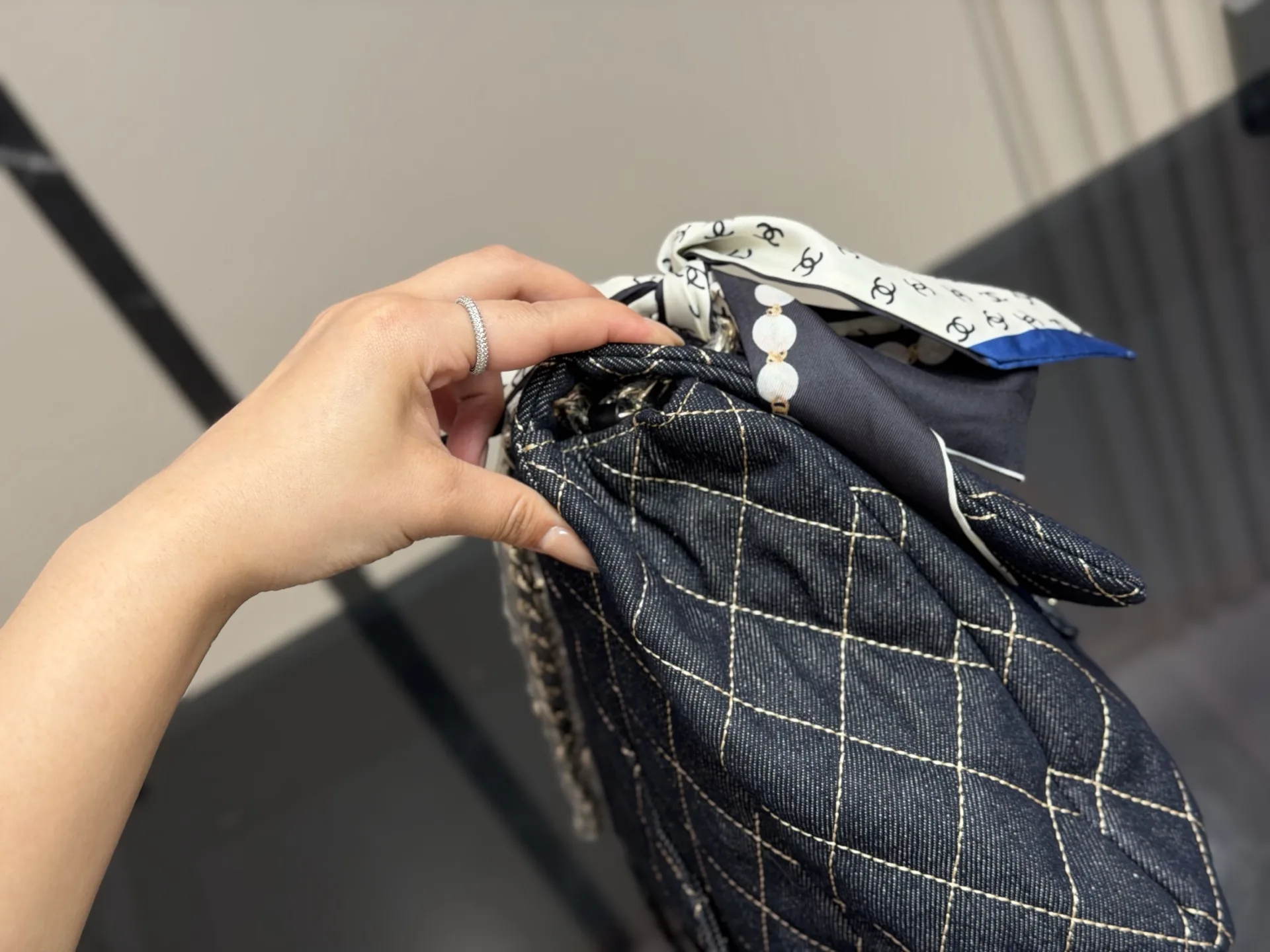 Chanel Quilted Denim Flap Bag D34517913 — view 6