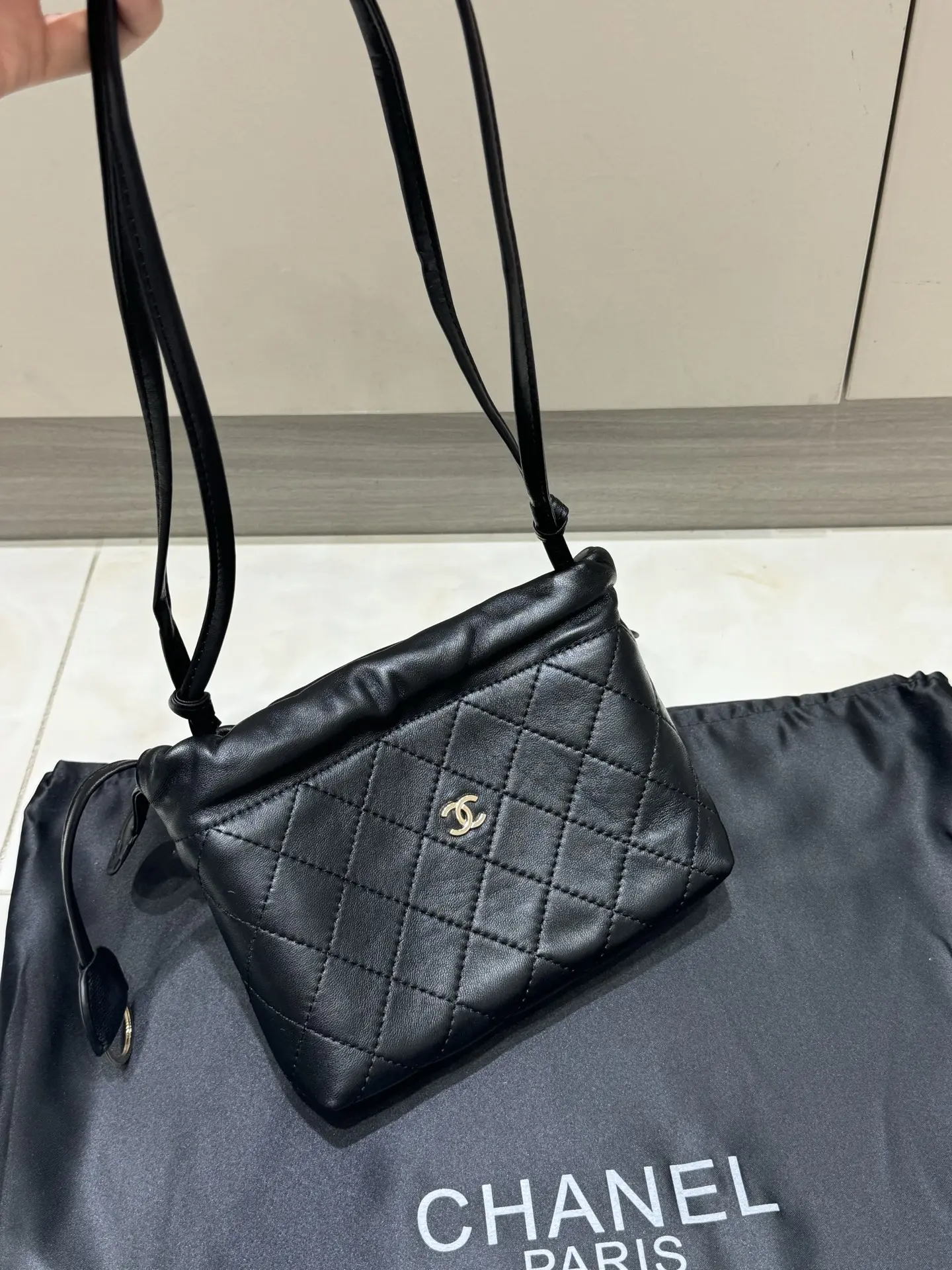 Chanel Drawstring Quilted Lambskin Bucket Bag D37018278 — view 6