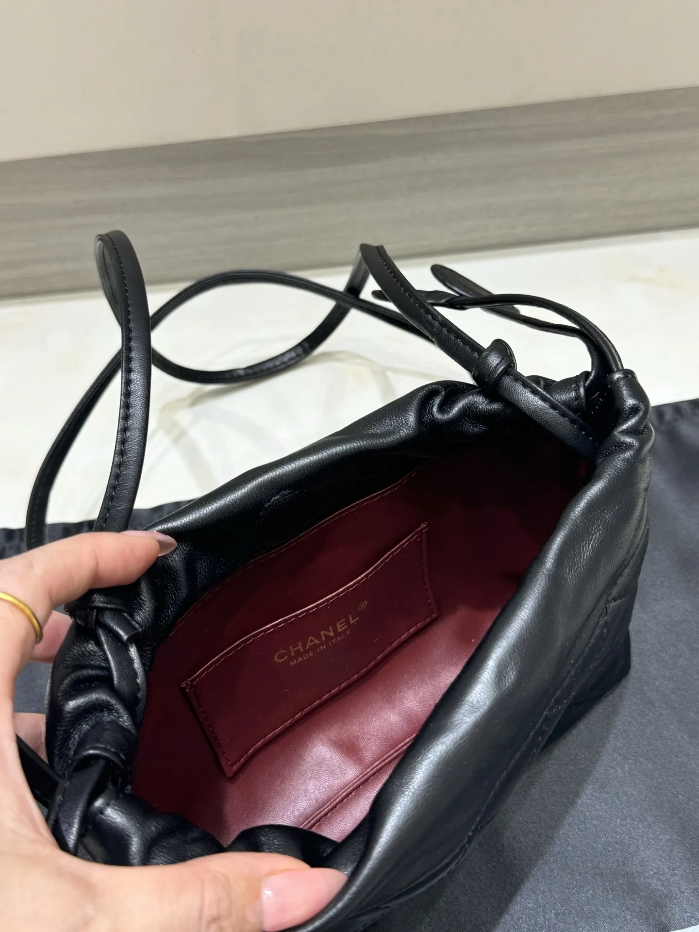 Chanel Drawstring Quilted Lambskin Bucket Bag D37018278 — view 8