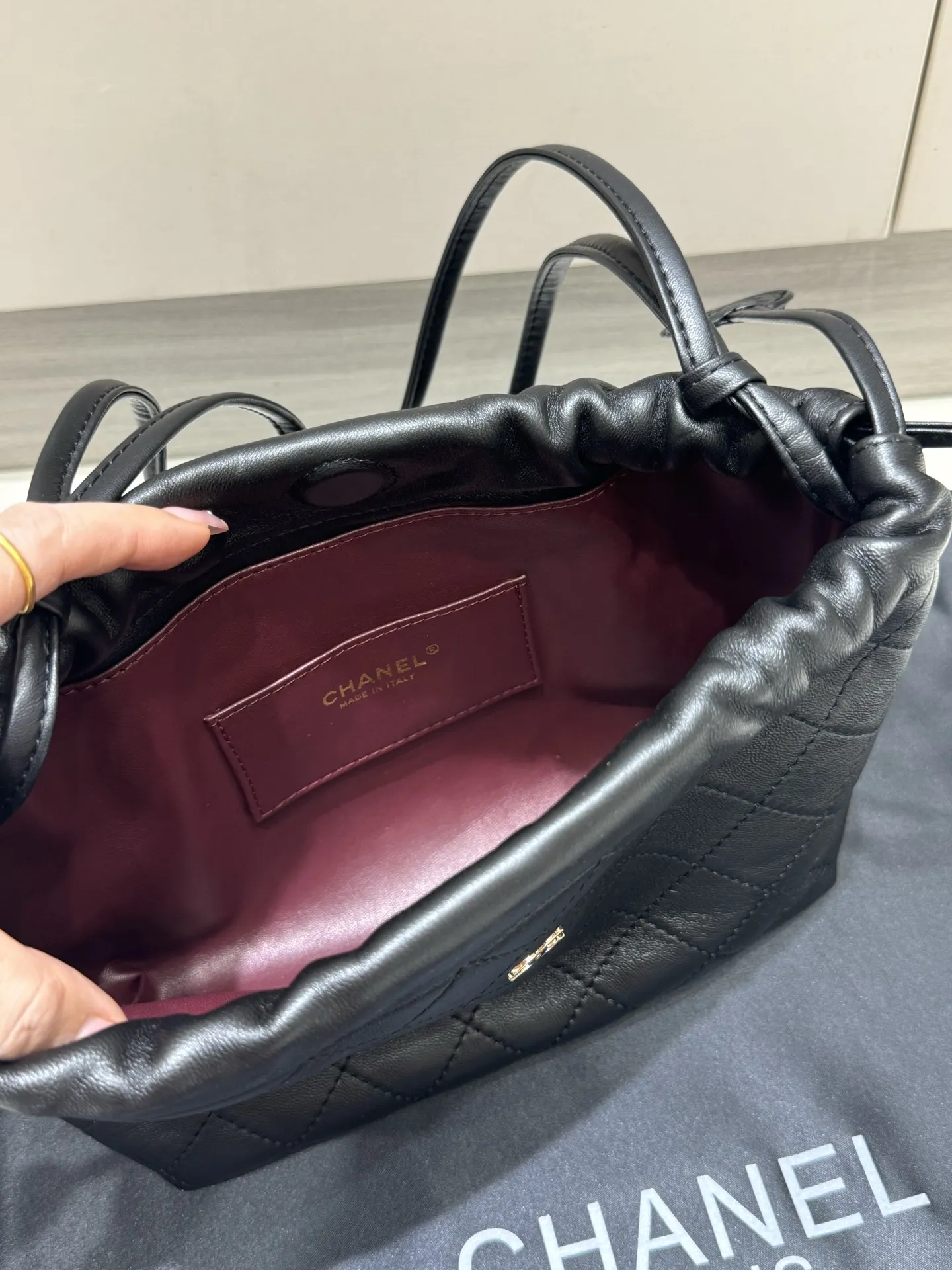 Chanel Drawstring Bucket Bag (Large) D38018280 — view 8
