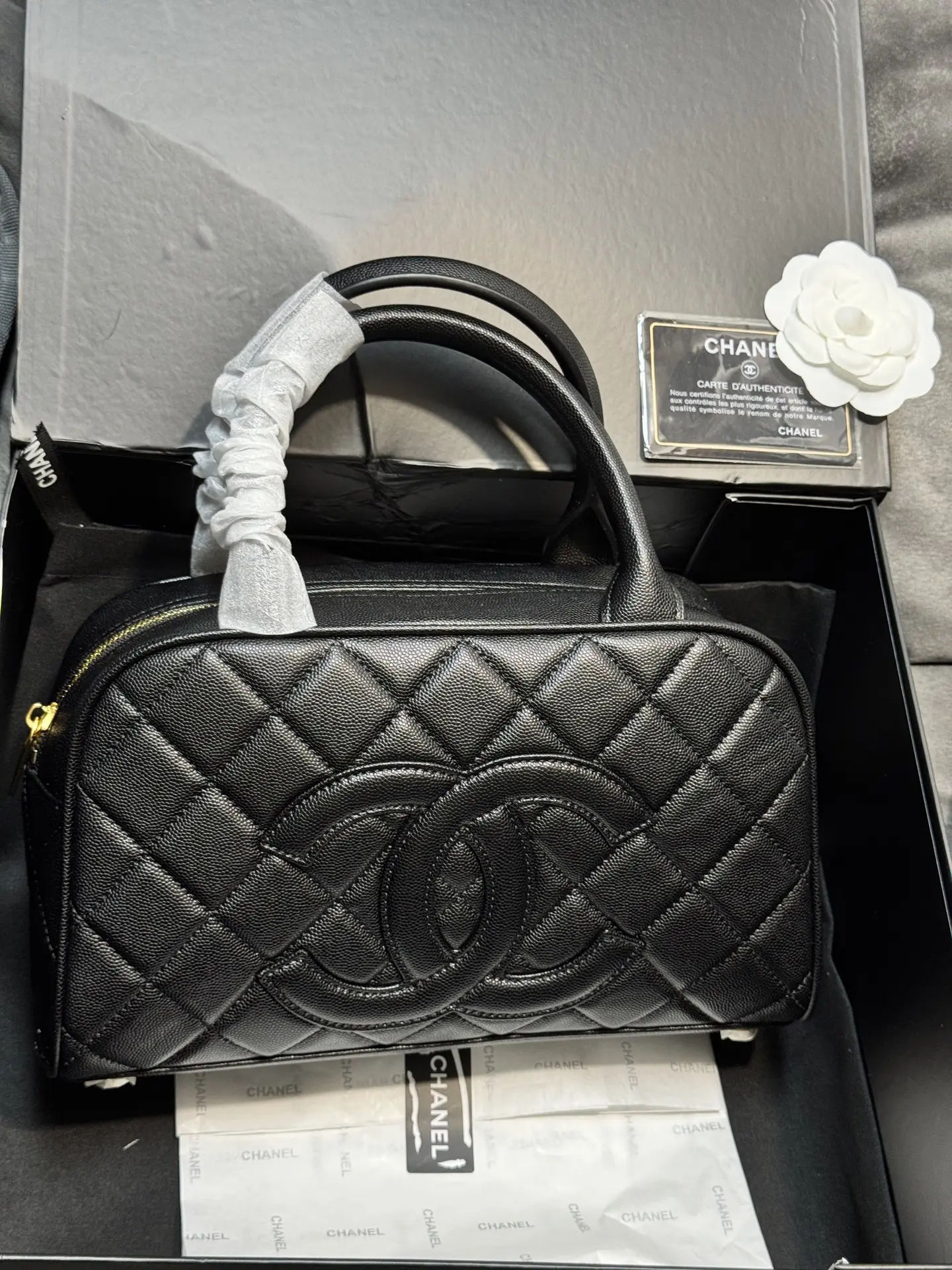 Chanel Quilted Caviar Leather Bowling Bag D41017868