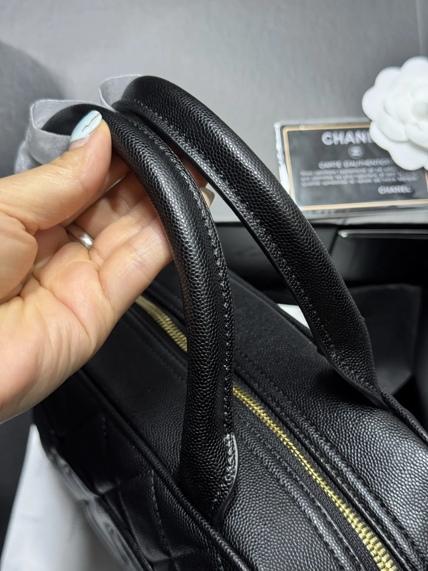 Chanel Quilted Caviar Leather Bowling Bag D41017868 — view 3