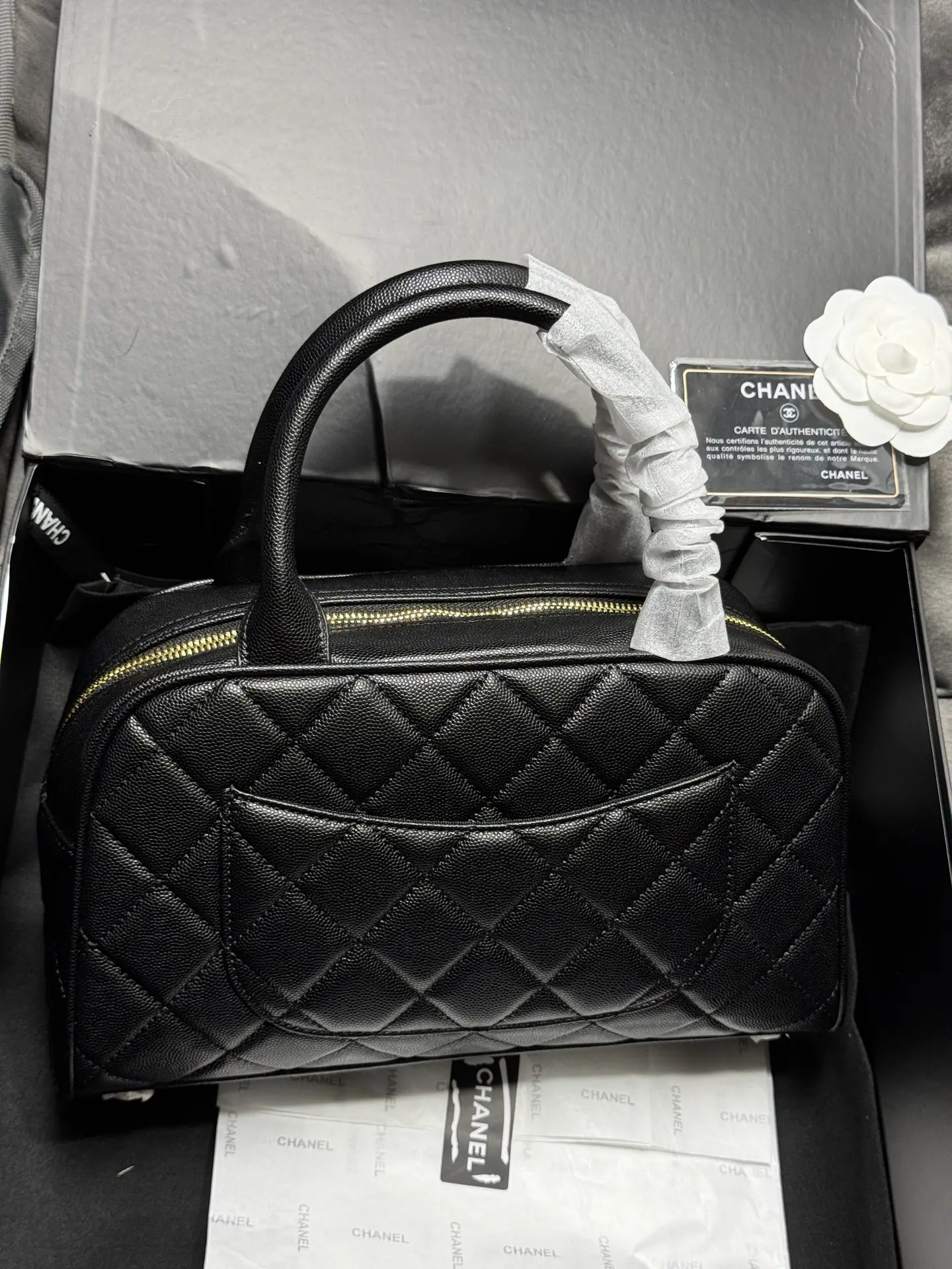 Chanel Quilted Caviar Leather Bowling Bag D41017868 — view 4