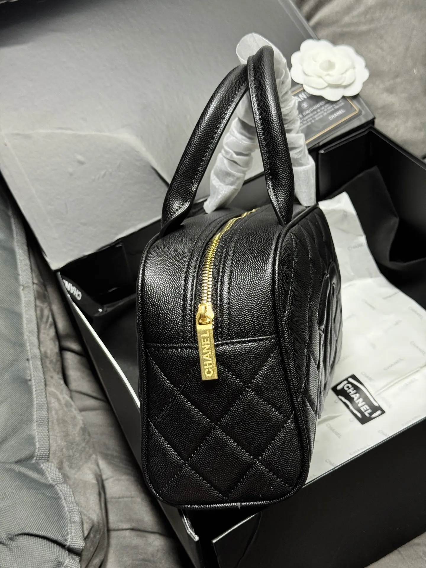 Chanel Quilted Caviar Leather Bowling Bag D41017868 — view 6