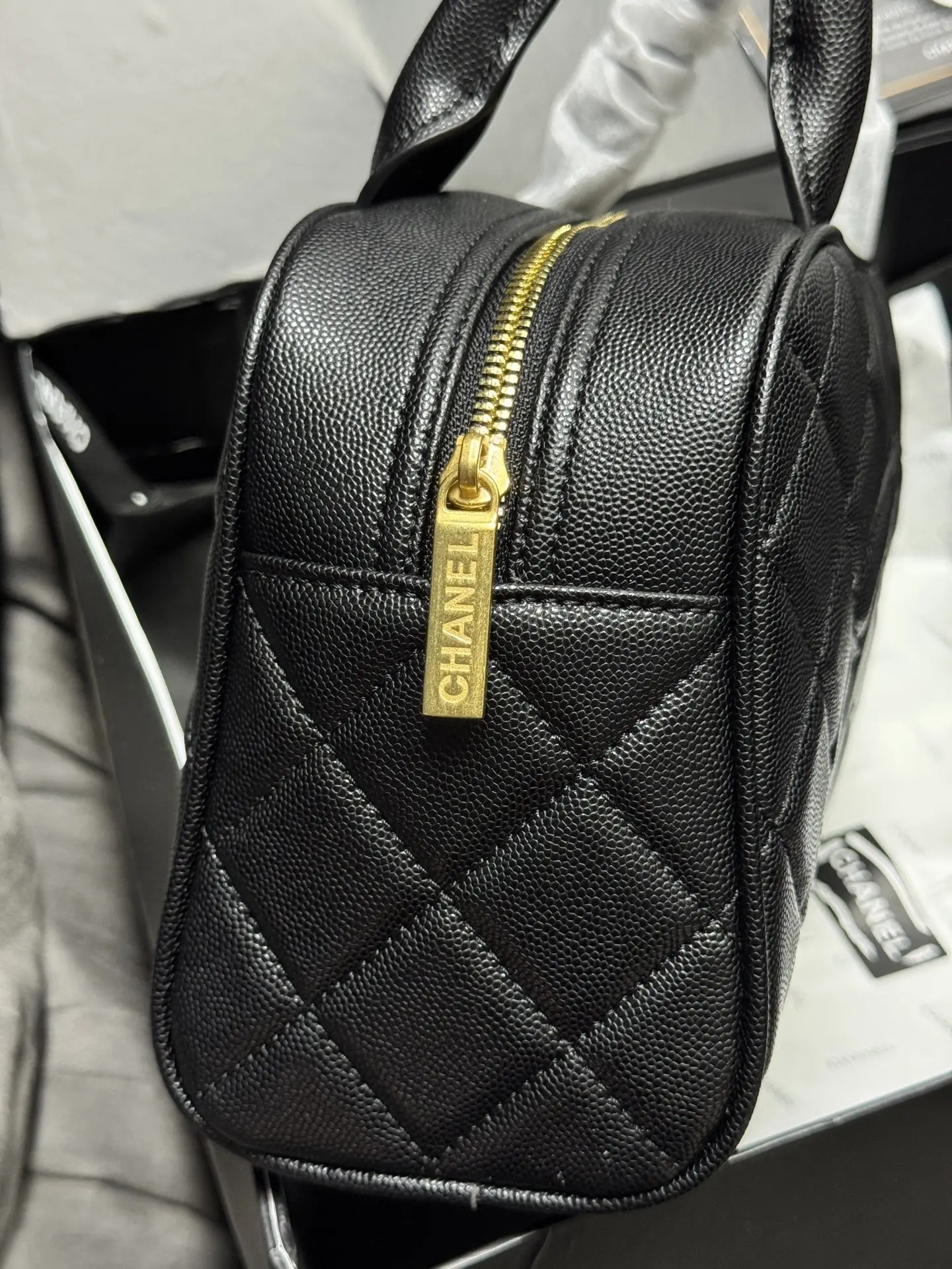 Chanel Quilted Caviar Leather Bowling Bag D41017868 — view 7