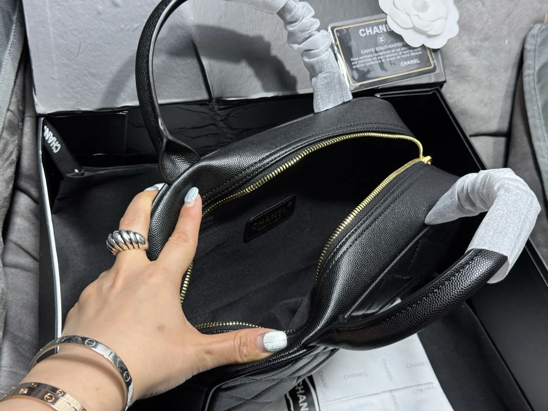 Chanel Quilted Caviar Leather Bowling Bag D41017868 — view 8