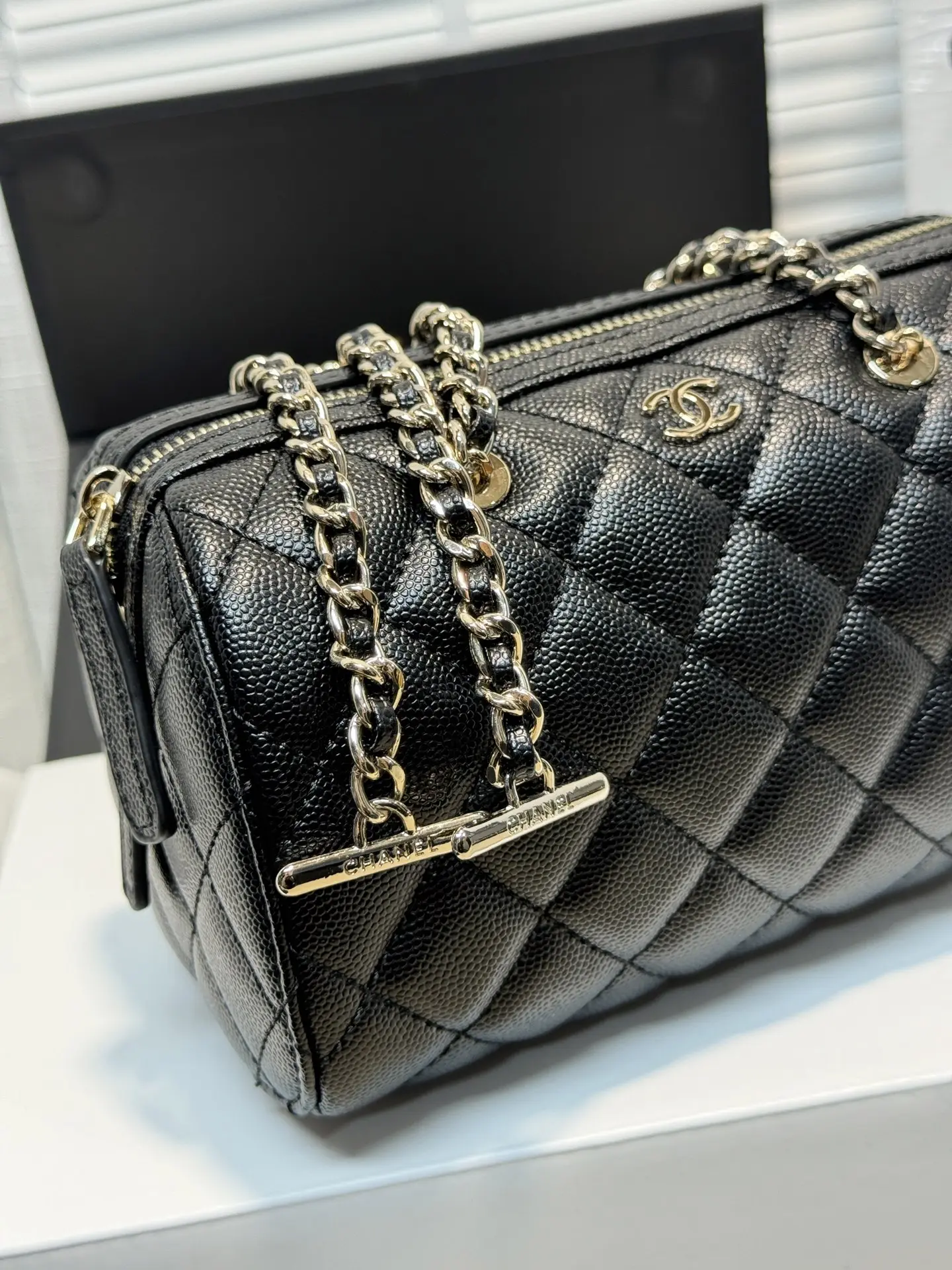 Chanel Quilted Grained Leather Bowling Bag D43017866 — view 5