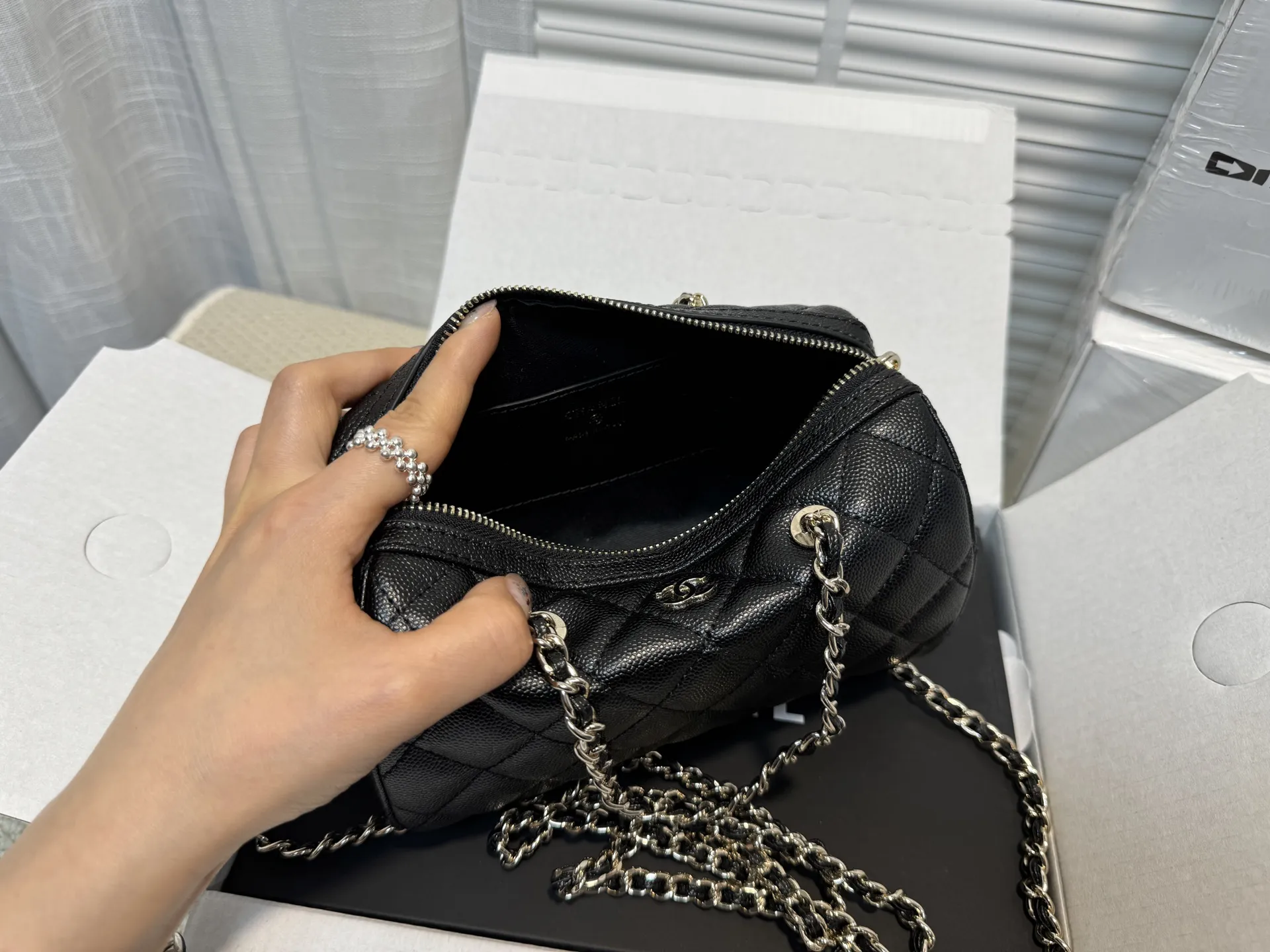 Chanel Quilted Grained Leather Bowling Bag D43017866 — view 7