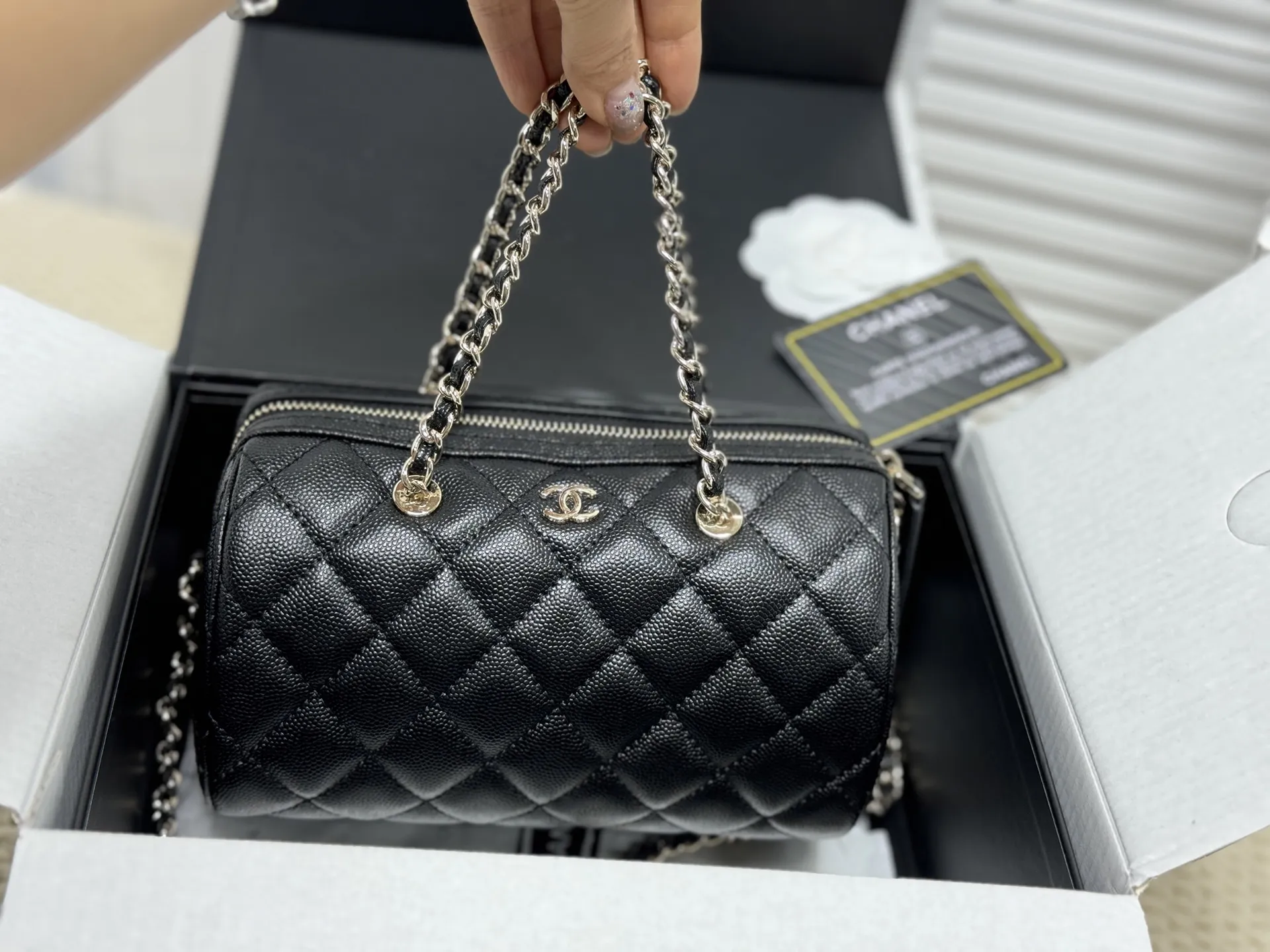 Chanel Quilted Grained Leather Bowling Bag D43017866 — view 9