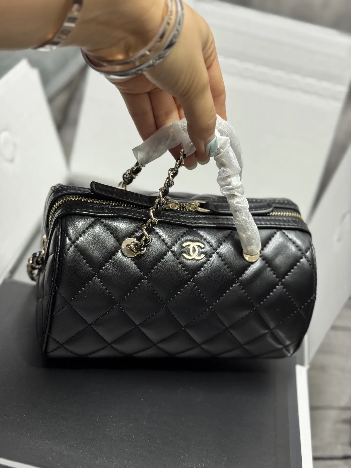 Chanel Quilted Lambskin Bowling Bag D43017870 — view 2
