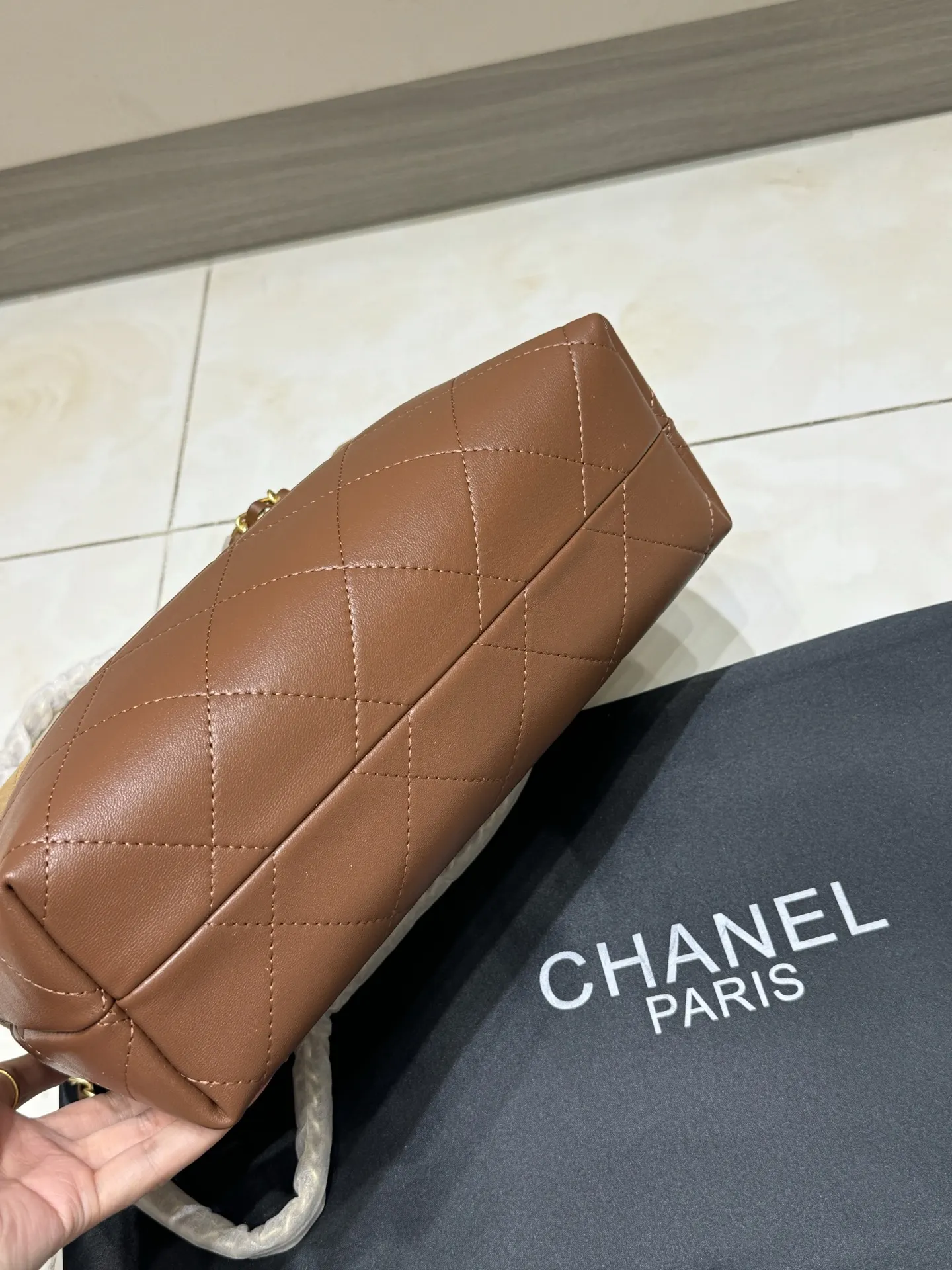 Chanel Quilted Suede & Leather Tote Bag D43017855 — view 7