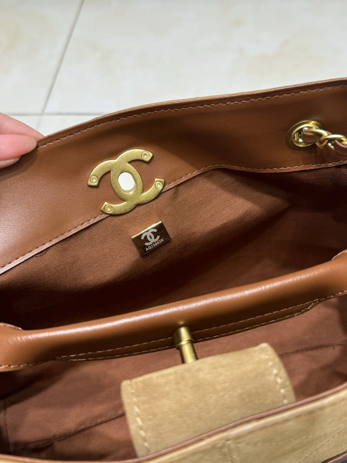 Chanel Quilted Suede & Leather Tote Bag D43017855 — view 9