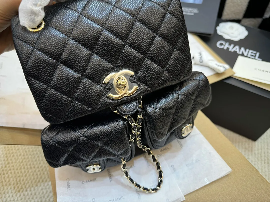 Chanel Duma Quilted Caviar Leather Backpack D44017850 — view 3