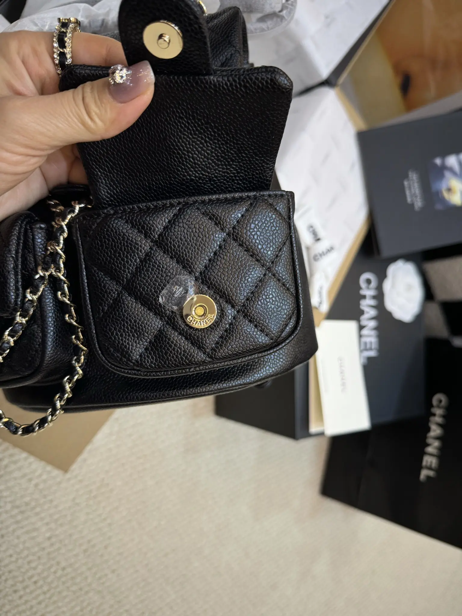 Chanel Duma Quilted Caviar Leather Backpack D44017850 — view 5