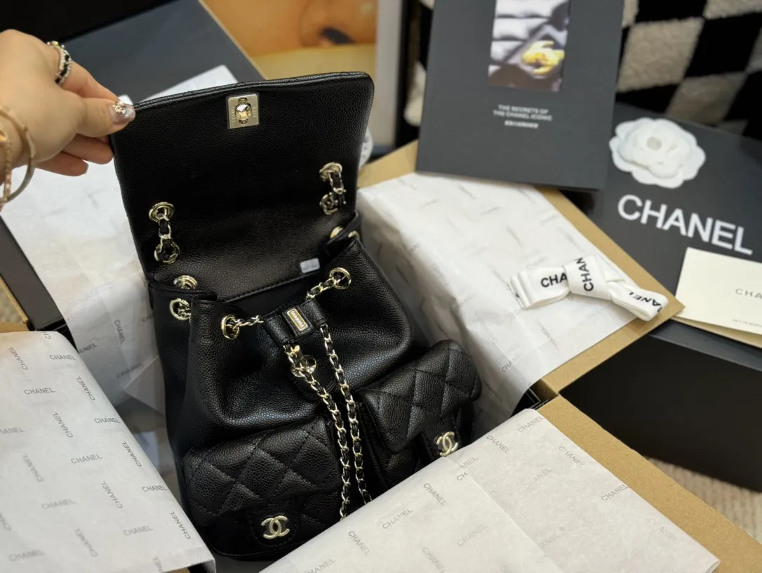 Chanel Duma Quilted Caviar Leather Backpack D44017850 — view 8