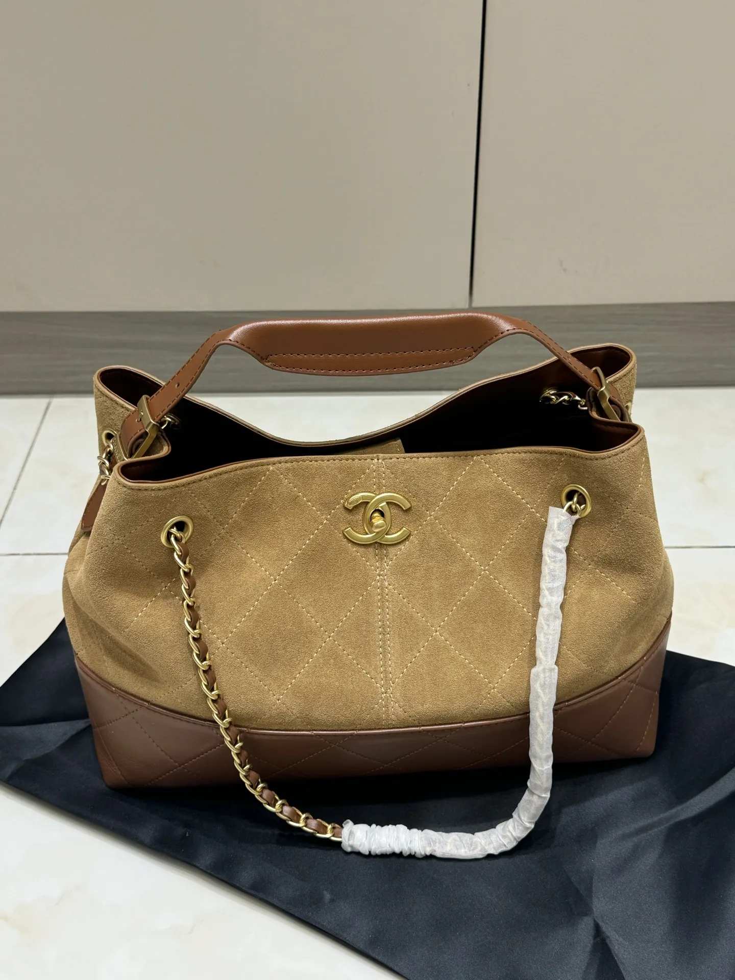 Chanel Suede & Leather Quilted Tote Bag D44517856