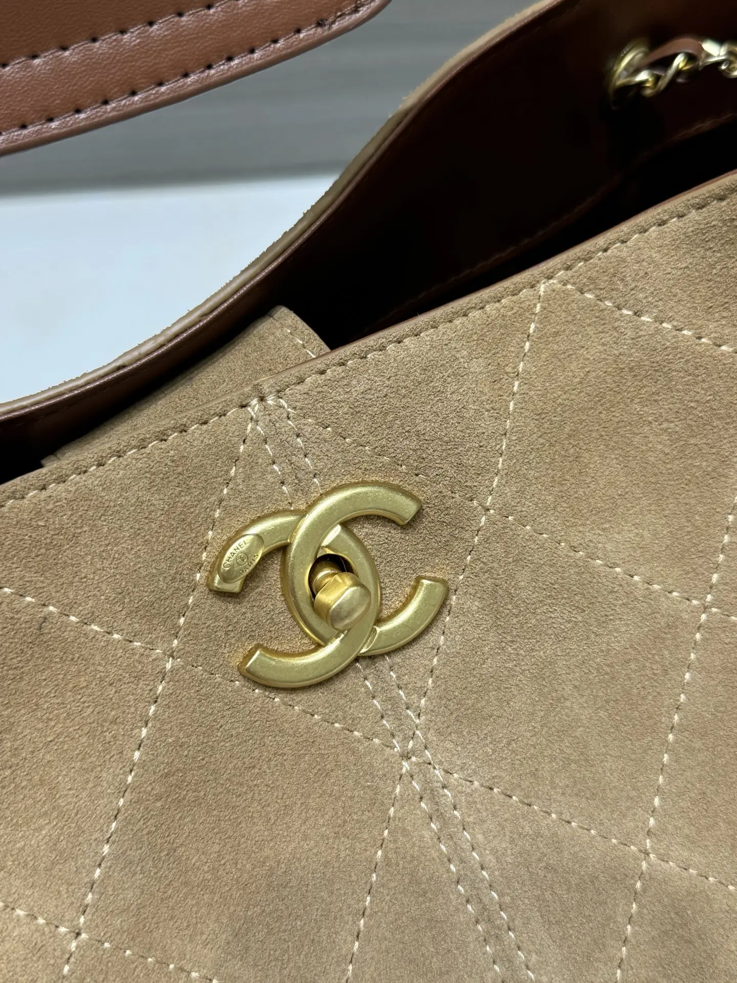 Chanel Suede & Leather Quilted Tote Bag D44517856 — view 3