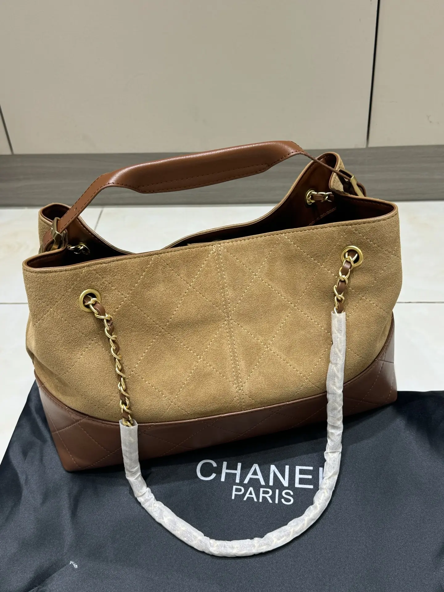 Chanel Suede & Leather Quilted Tote Bag D44517856 — view 7