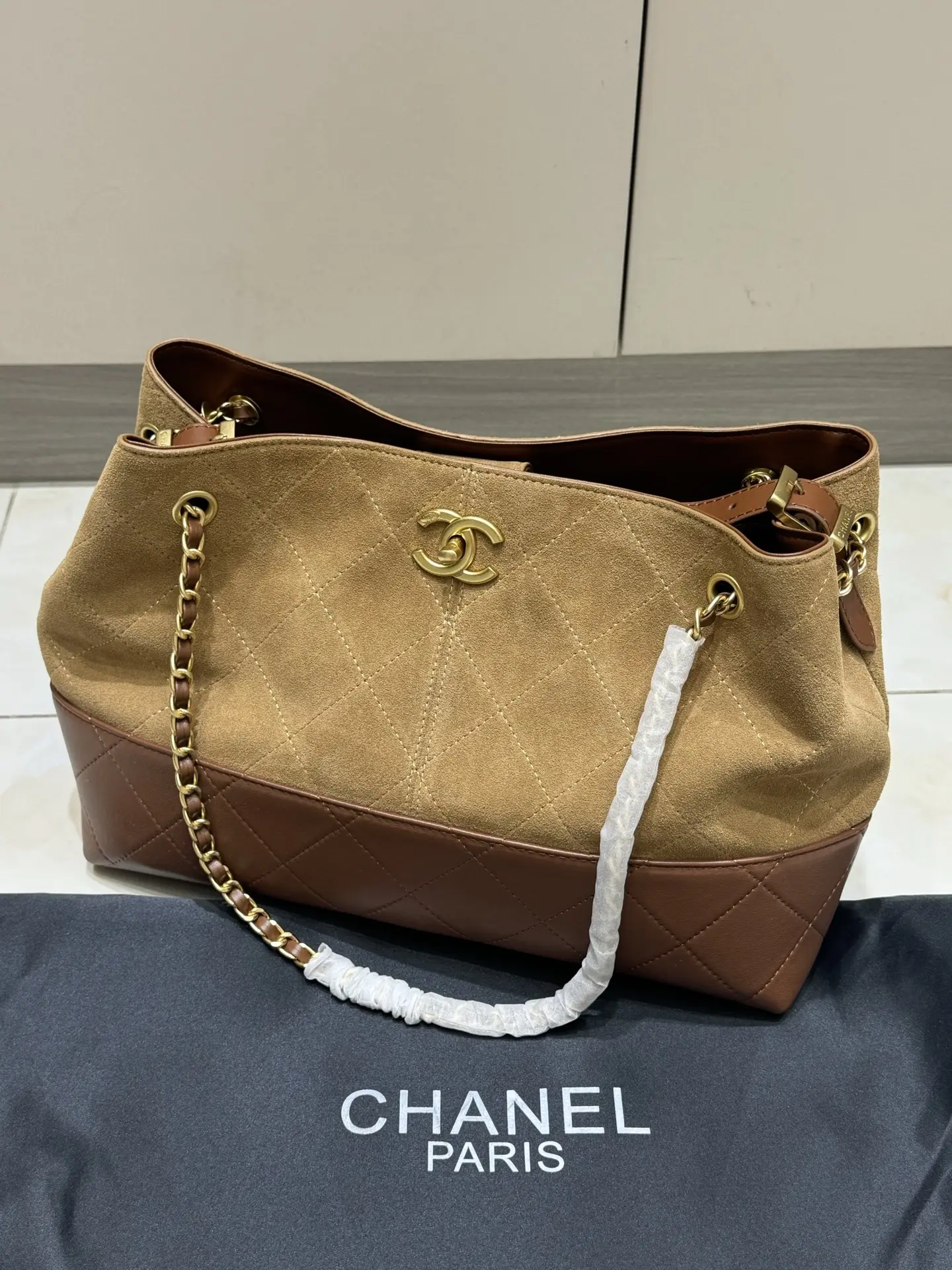 Chanel Suede & Leather Quilted Tote Bag D44517856 — view 12