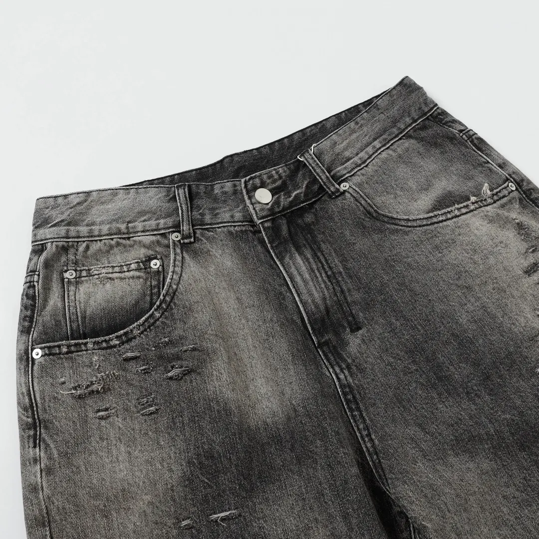 Distressed Tapered Selvedge Denim Jeans D19520579 — view 12