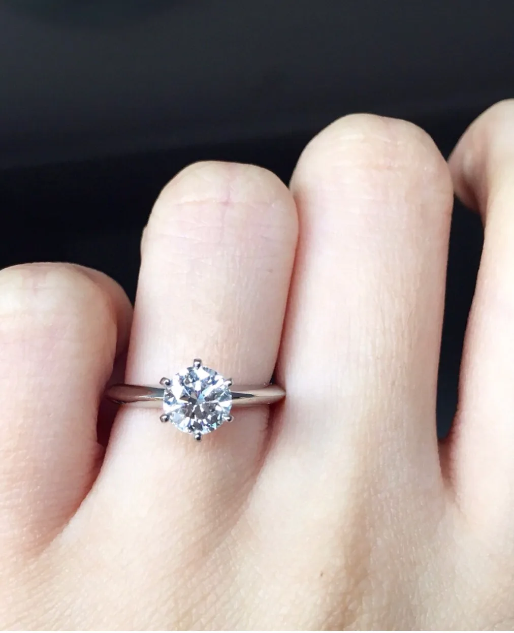 Classic Six-Prong Solitaire Ring (Sterling Silver) D17016661 — view 4