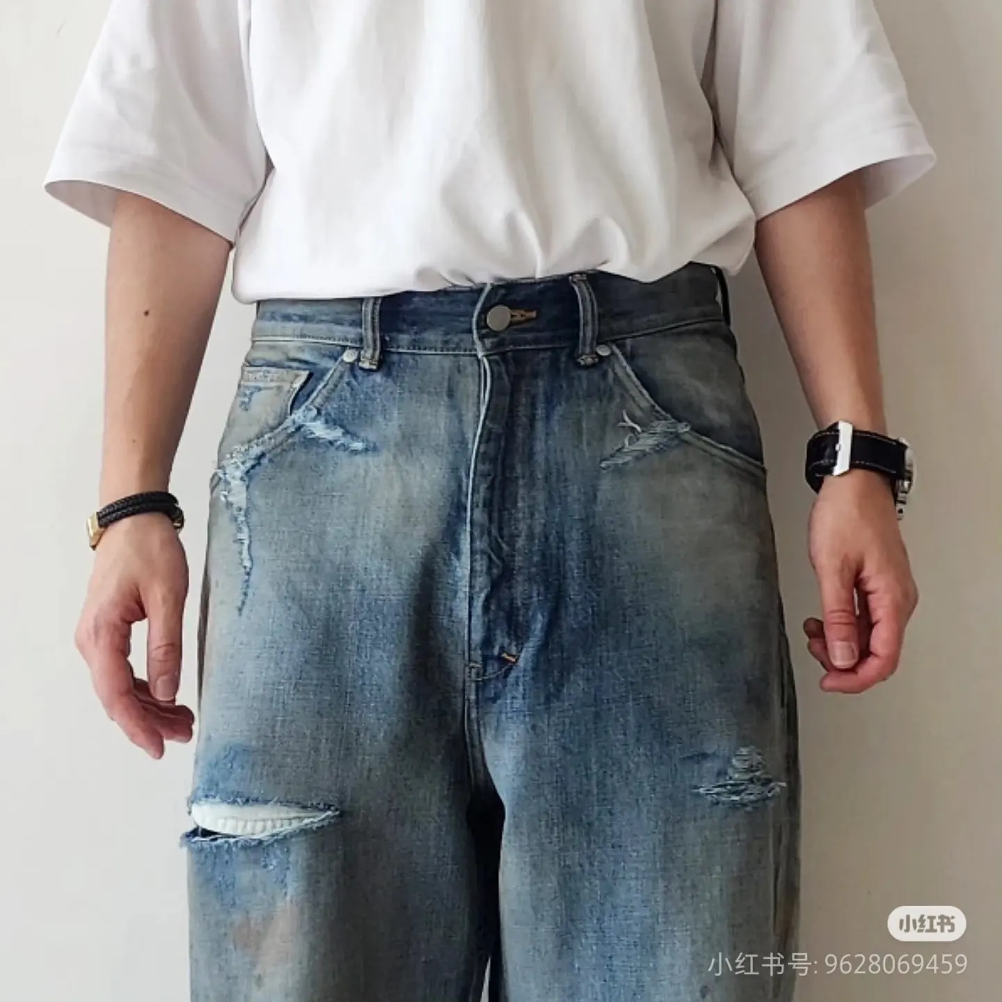 Ancellm Distressed Mud-Dyed Wide-Leg Jeans D21520566 — view 7