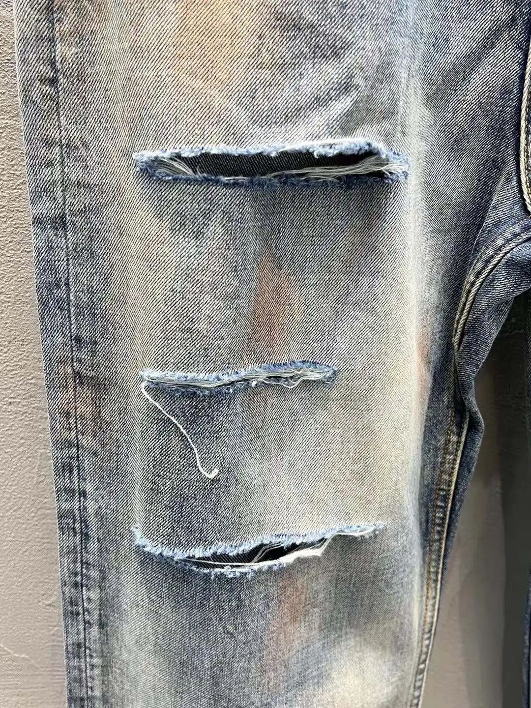 Ancellm Distressed Mud-Dyed Wide-Leg Jeans D21520566 — view 12