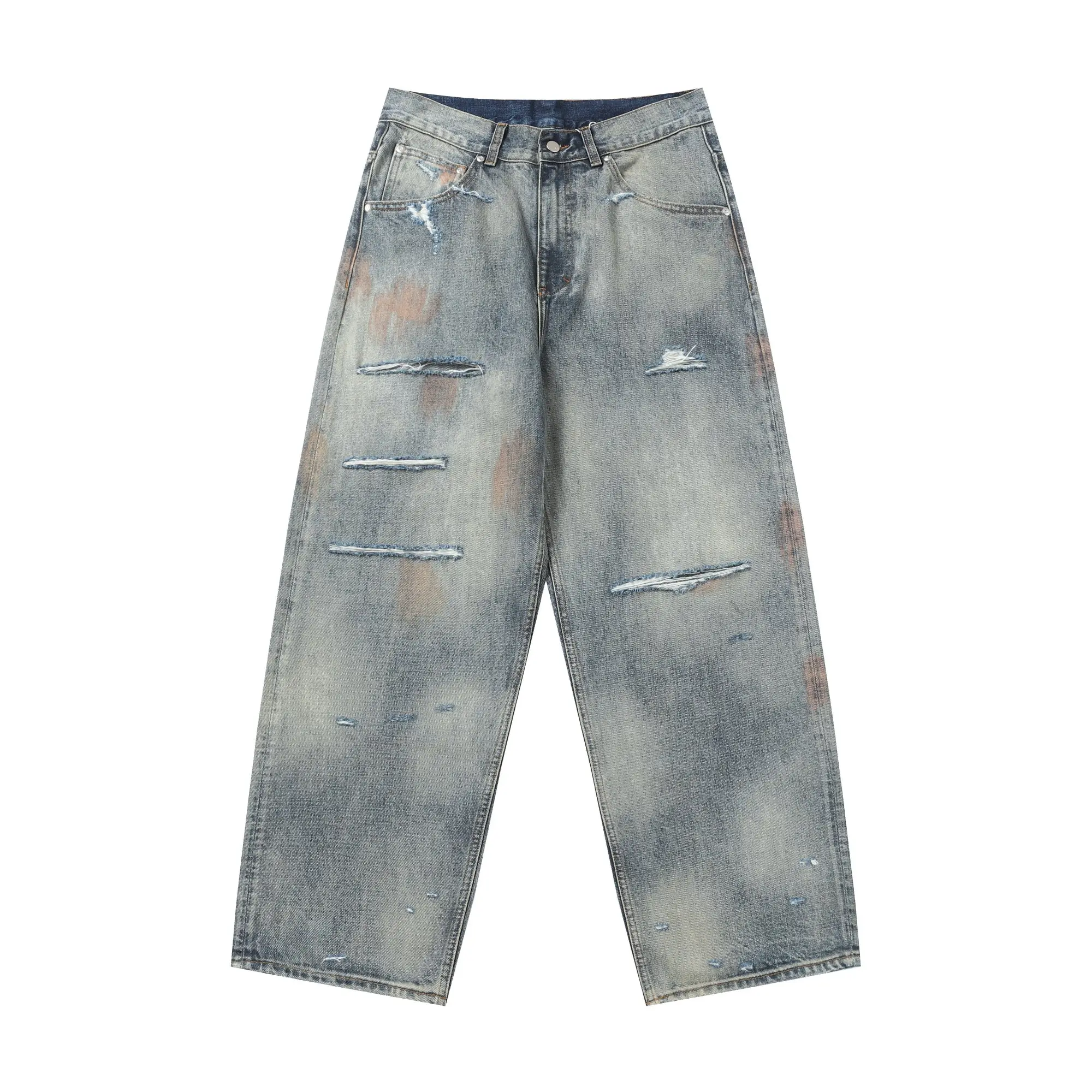 Ancellm Distressed Mud-Dyed Wide-Leg Jeans D21520566 — view 18