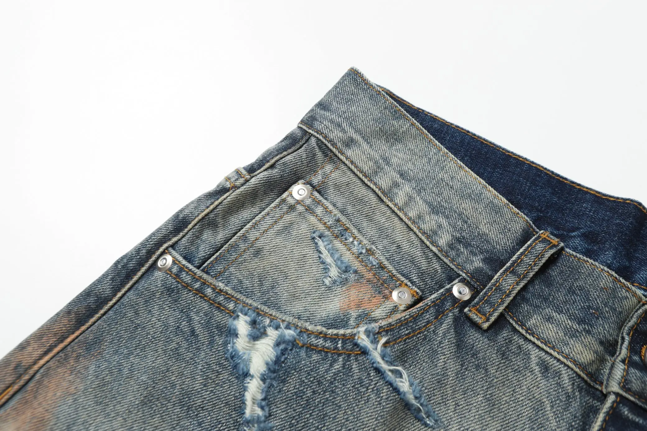 Ancellm Distressed Mud-Dyed Wide-Leg Jeans D21520566 — view 23