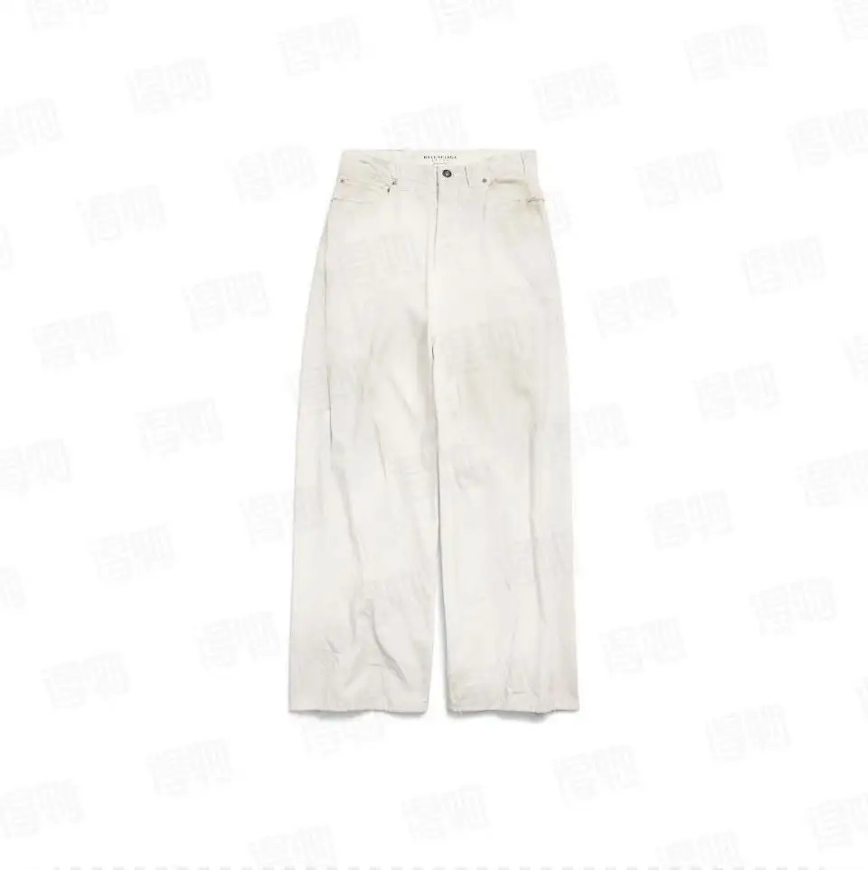 Mud-Stained Distressed Wide-Leg Jeans D23518688 — view 4