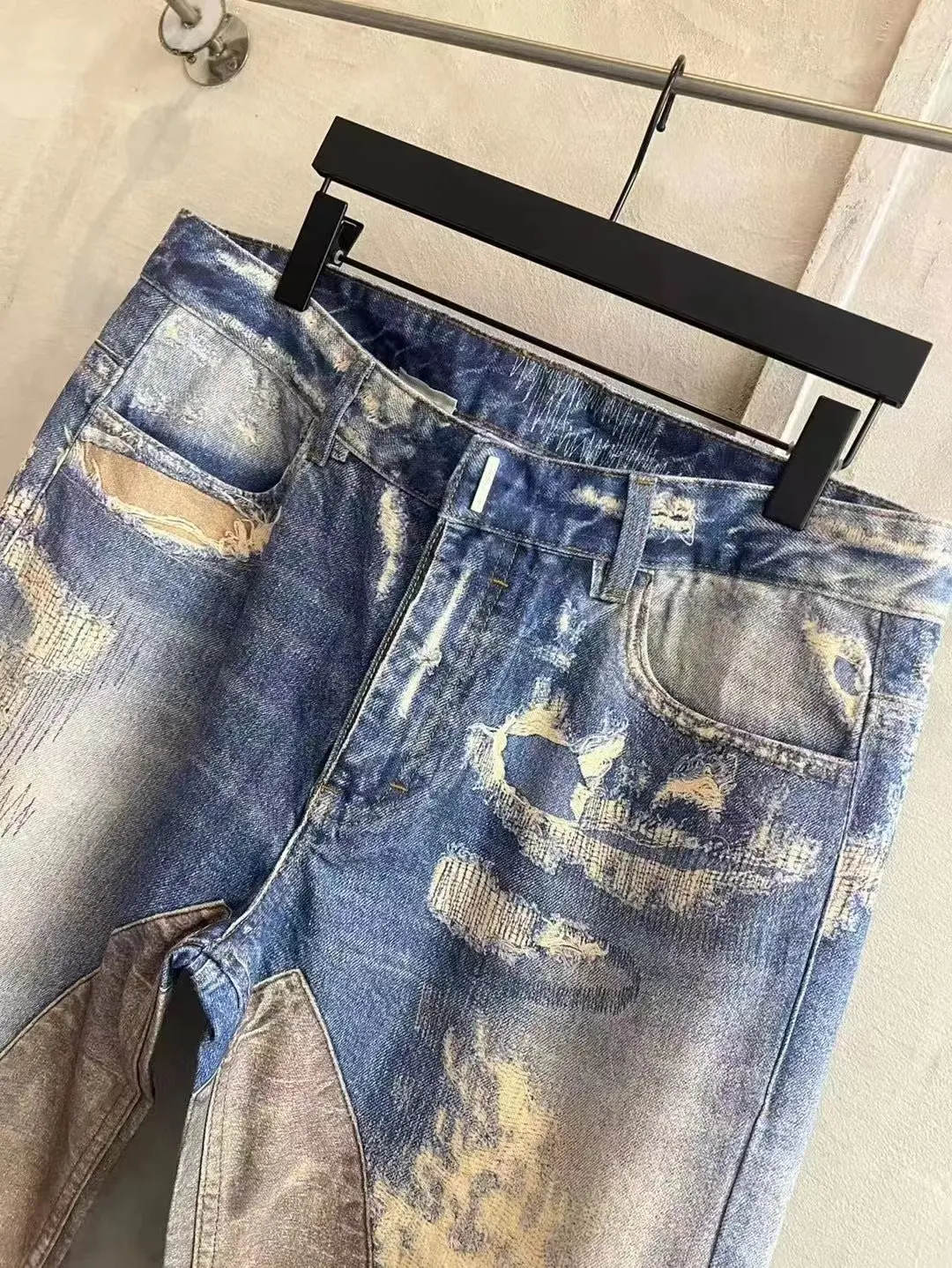 3D-Print Effect Distressed Slim-Fit Jeans D26018626 — view 12