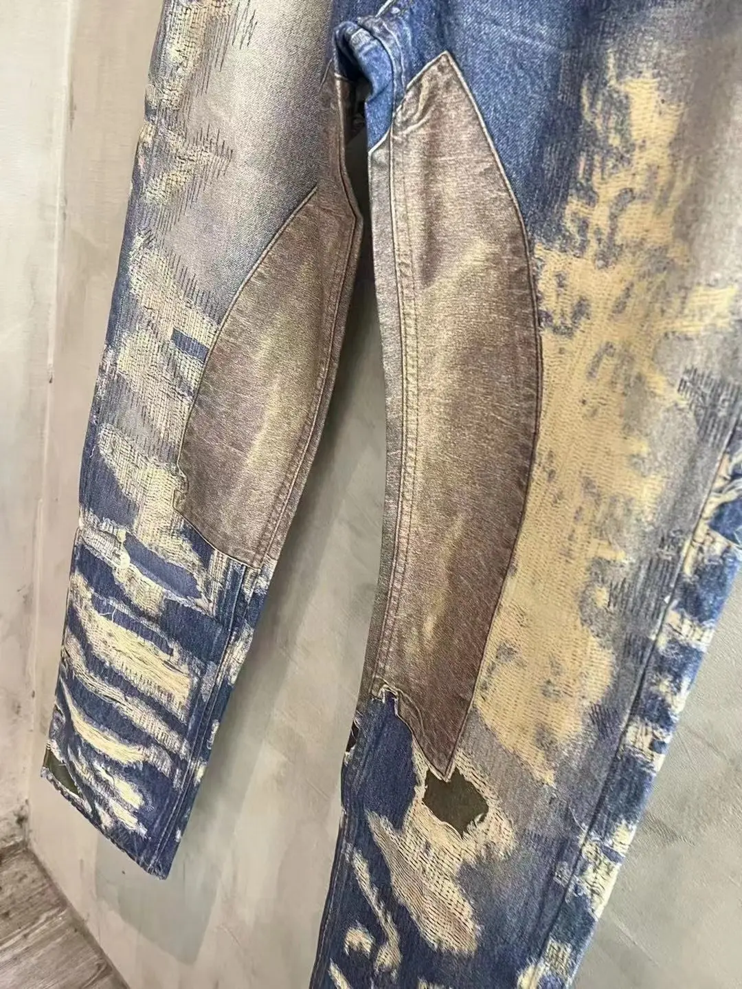 3D-Print Effect Distressed Slim-Fit Jeans D26018626 — view 14